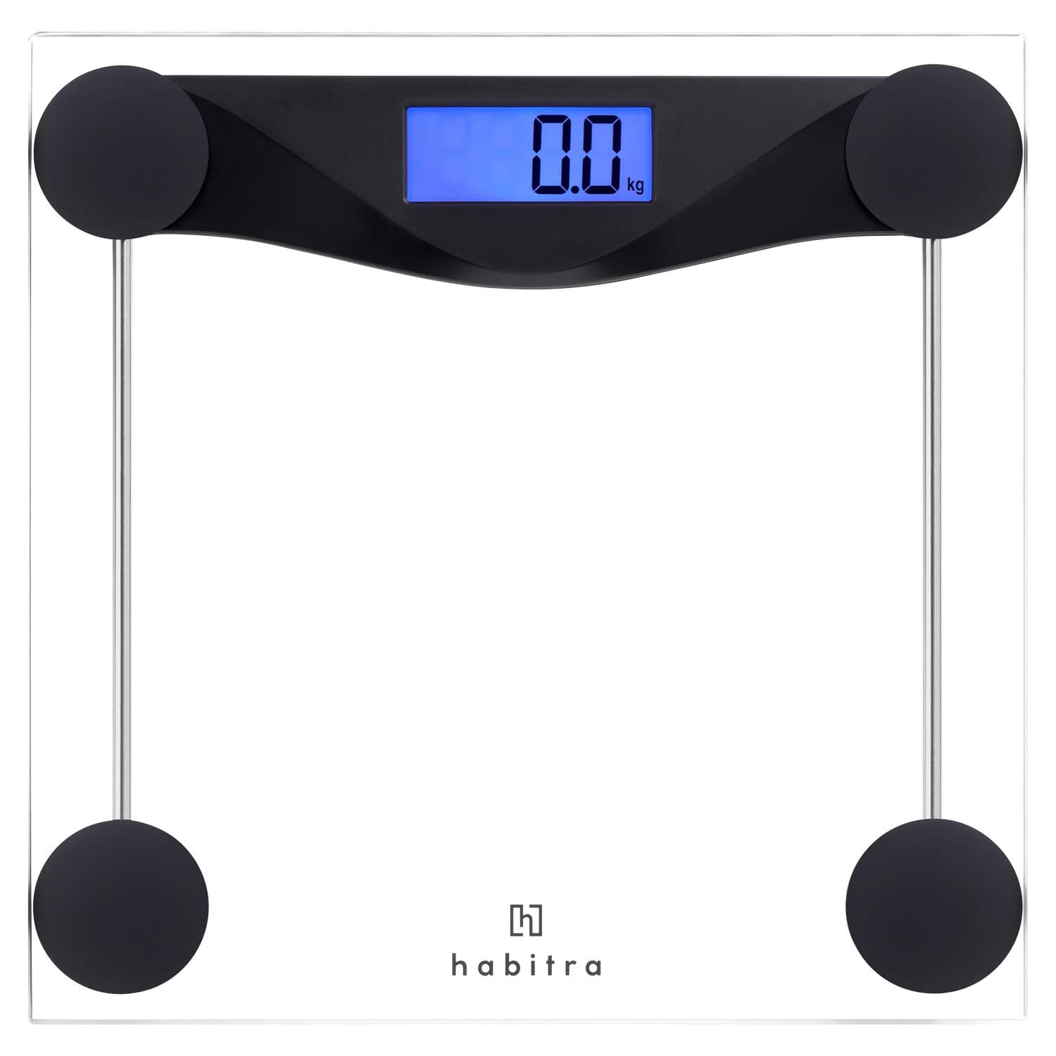 Habitra Digital Bathroom Scales High Precision Sensors Body Weighing Weigh Scale Ultra Slim with Tempered Glass Backlight Display Stone/Kg/Lbs (Black)