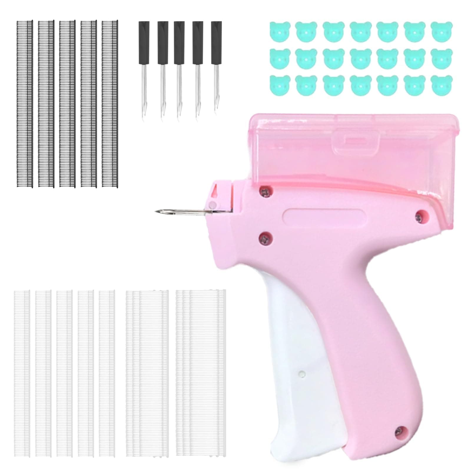 Stitchy Quick Clothing Fixer Set, Mini Handheld Quick Stitch Gun with Storage Box, Speedy Repair Garment Gun, Fine Stitch Sewing Machine for Quick Clothing Repair, Hemming, Tagging, Fixed Quilt (Pink)