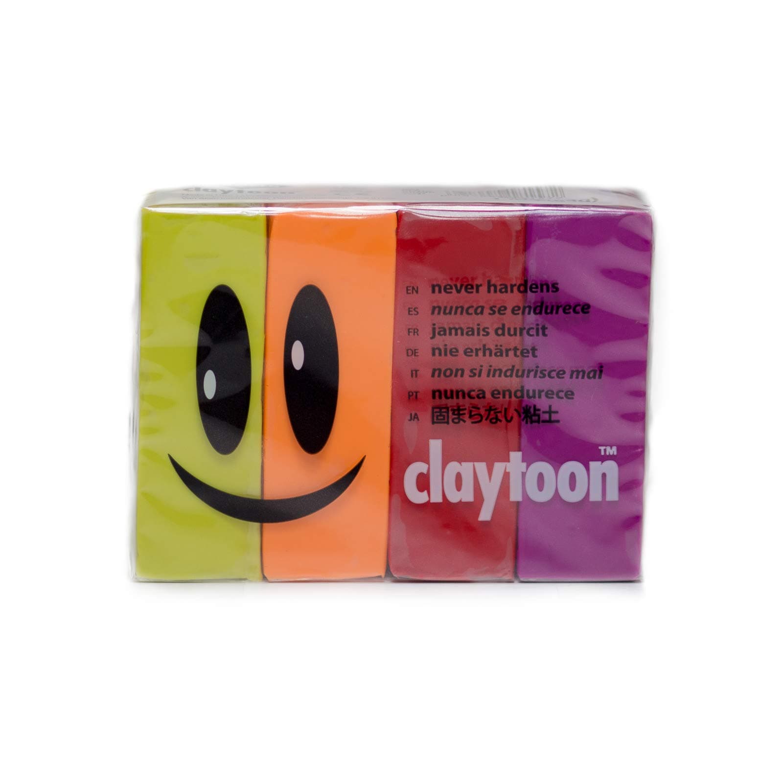 Van Aken International – Claytoon – Non-Hardening Modeling Clay – VA18157 – Hot – Yellow, neon Orange, red, Magenta – 1 Pound Set (4-1/4 Pound Bars) – claymation, Gluten-Free, Non-Toxic