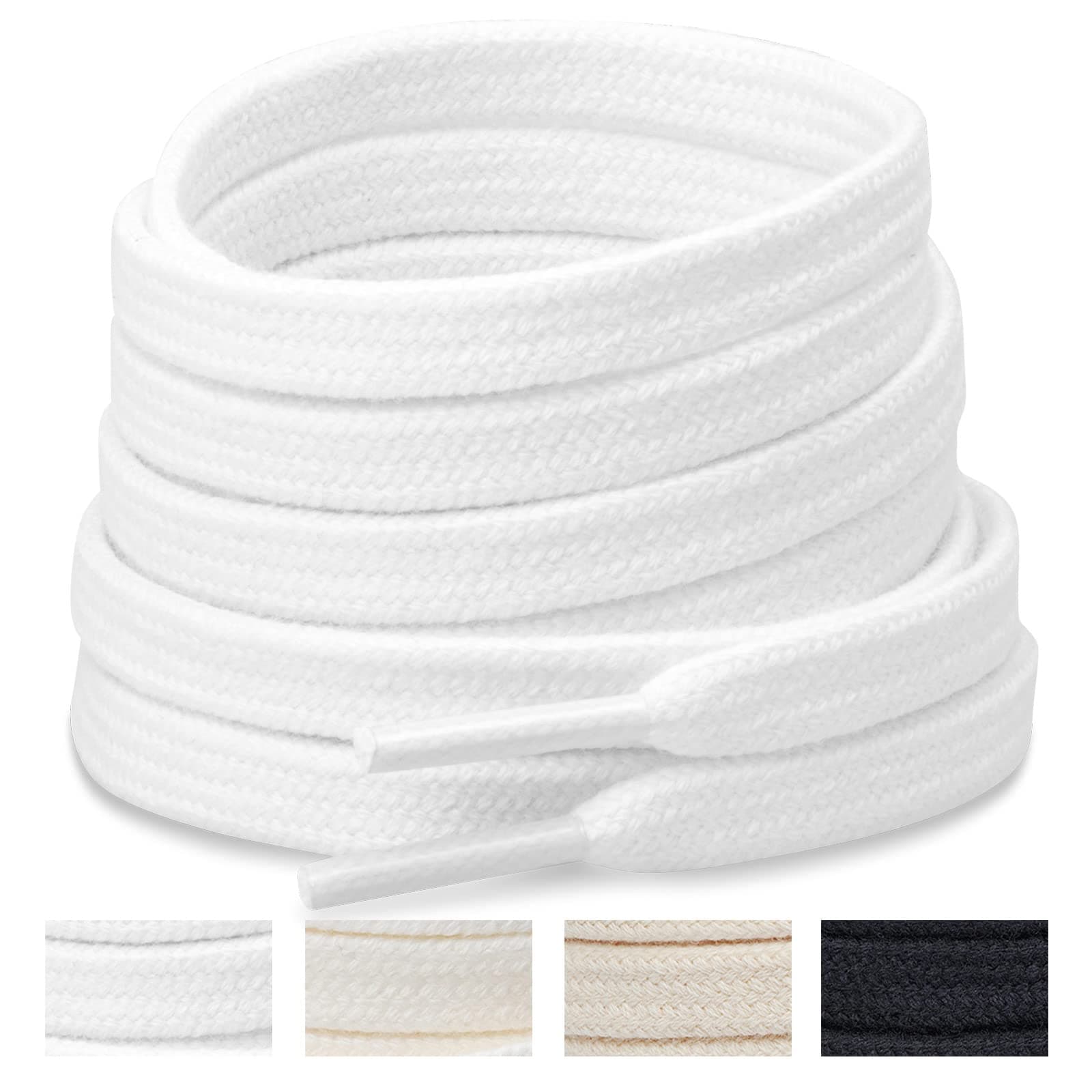Handshop 2 Pairs Flat Athletic Shoelaces 5/16" in 40"-63" Wide Sneaker Replacement Shoe Laces