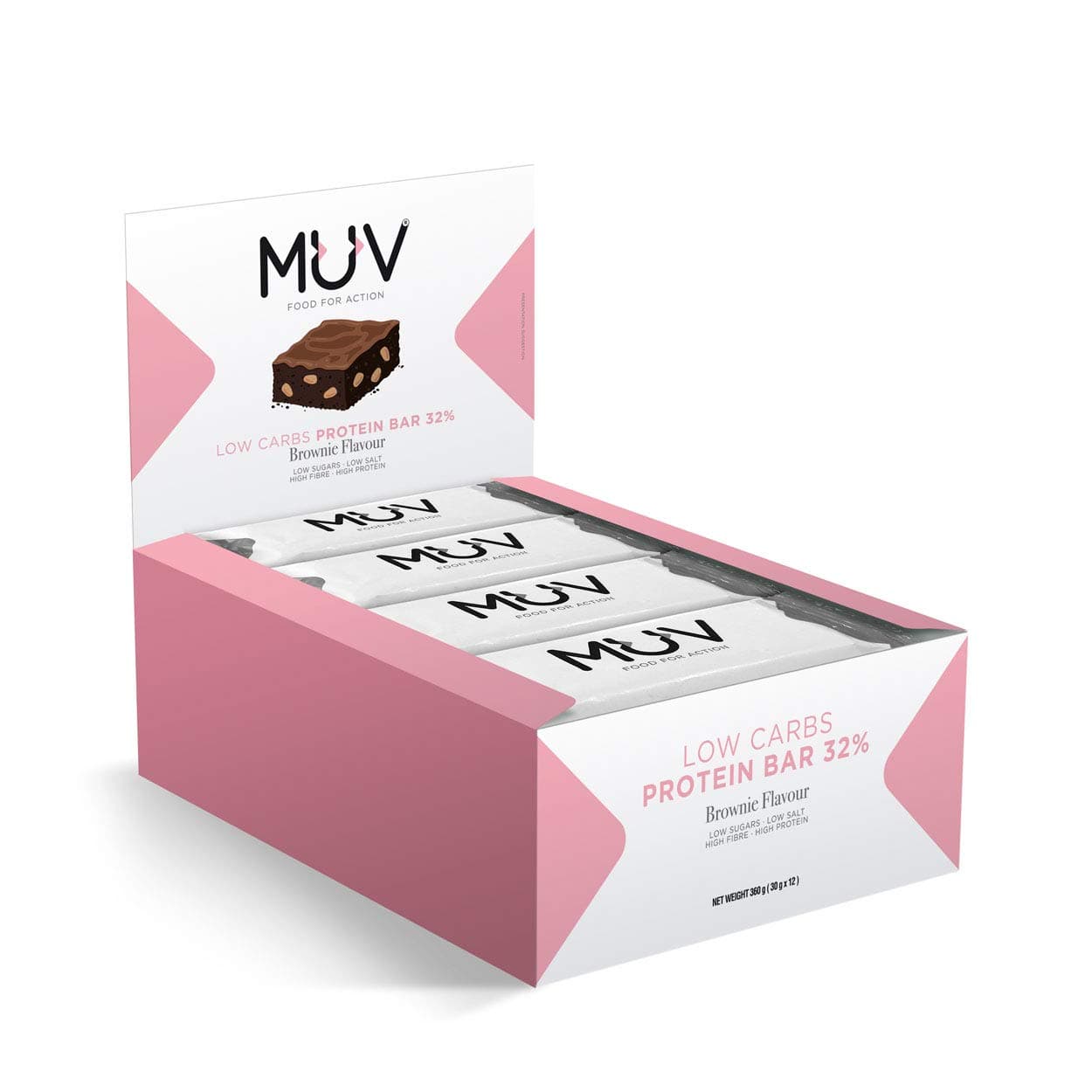 Muv Food For Action - Low Carbs Protein Bar Brownie Flavour 12 x 30 g