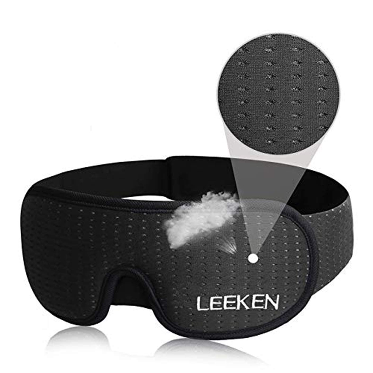 LEEKEN 3D Sleeping Eye Mask - 100% Lights Blockout Sleep Mask for Men Women, Cool Sports Fabric Eye Cover for Travel/Nap/Night Sleeping,Comfortable and Breathable