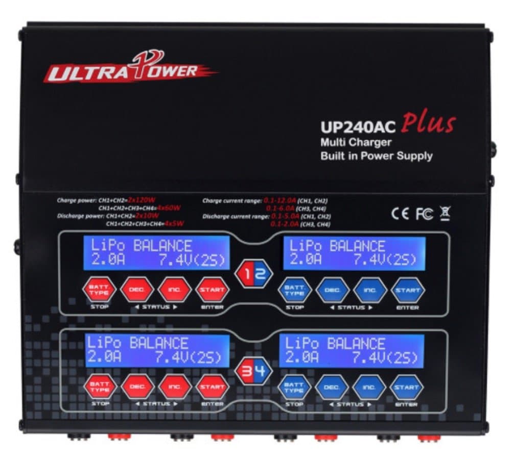 Ultra Power UP240 AC Plus 240W 4-Port Multi-Chemistry AC/DC Charger