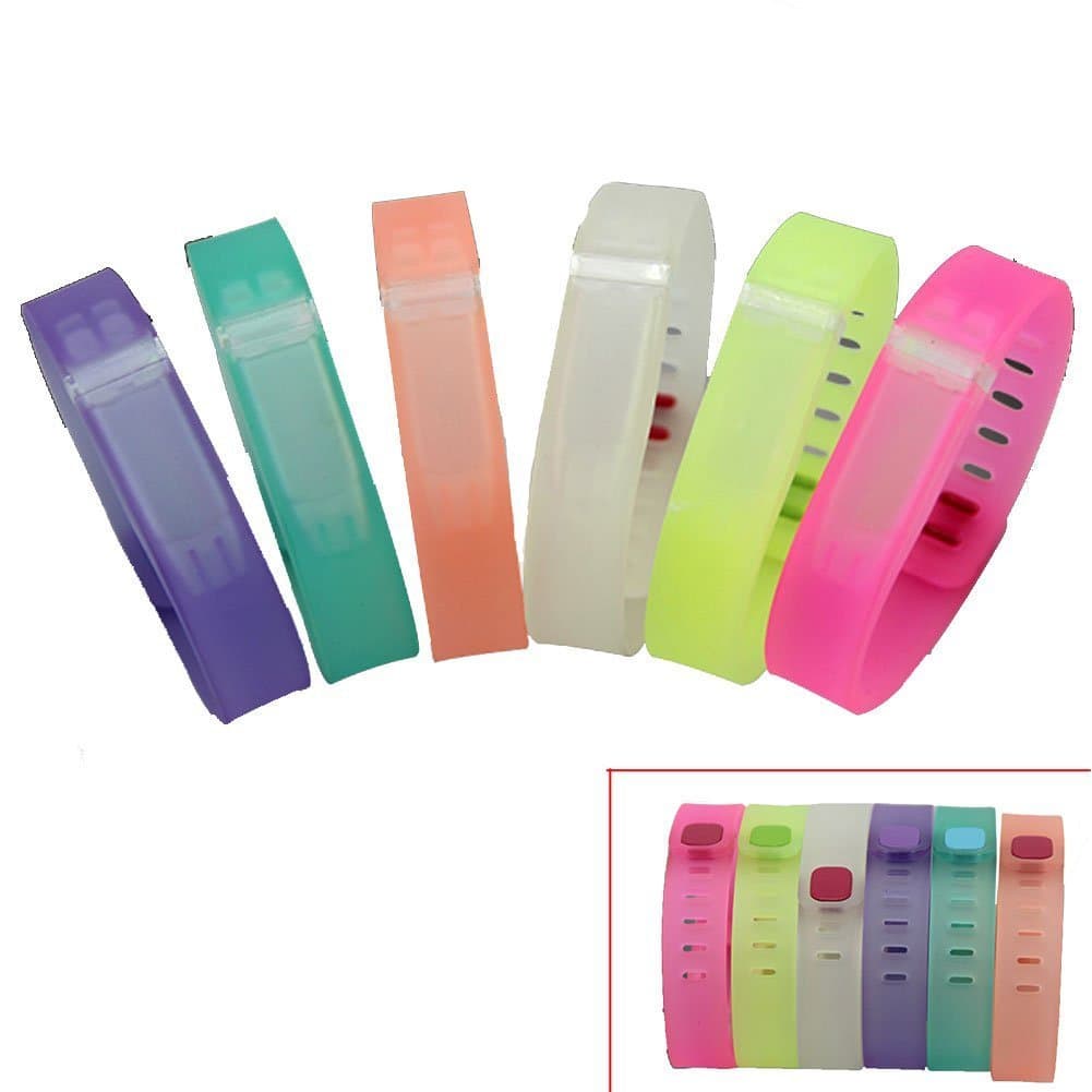 Sankit 4pcs Sport Fitness Colorful New Style Replacement Band with Clasp for Fitbit Flex , Band Only No Tracker Included