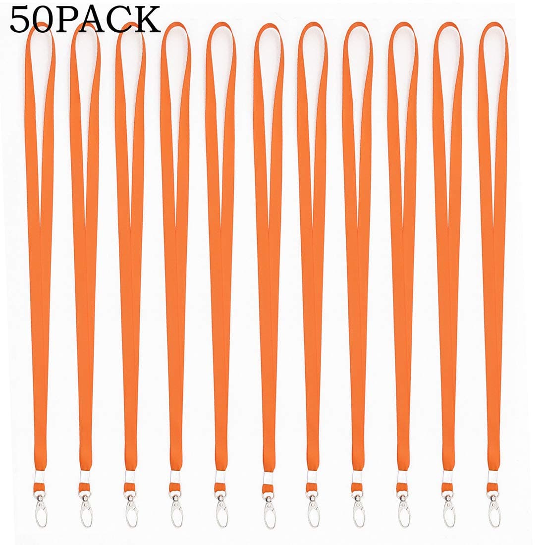 Bird Fiy Orange Lanyard Bulk Lanyards for Neck 17.5 inch Lanyard Great for ID Badges Key Chains (Orange, 50Pack)