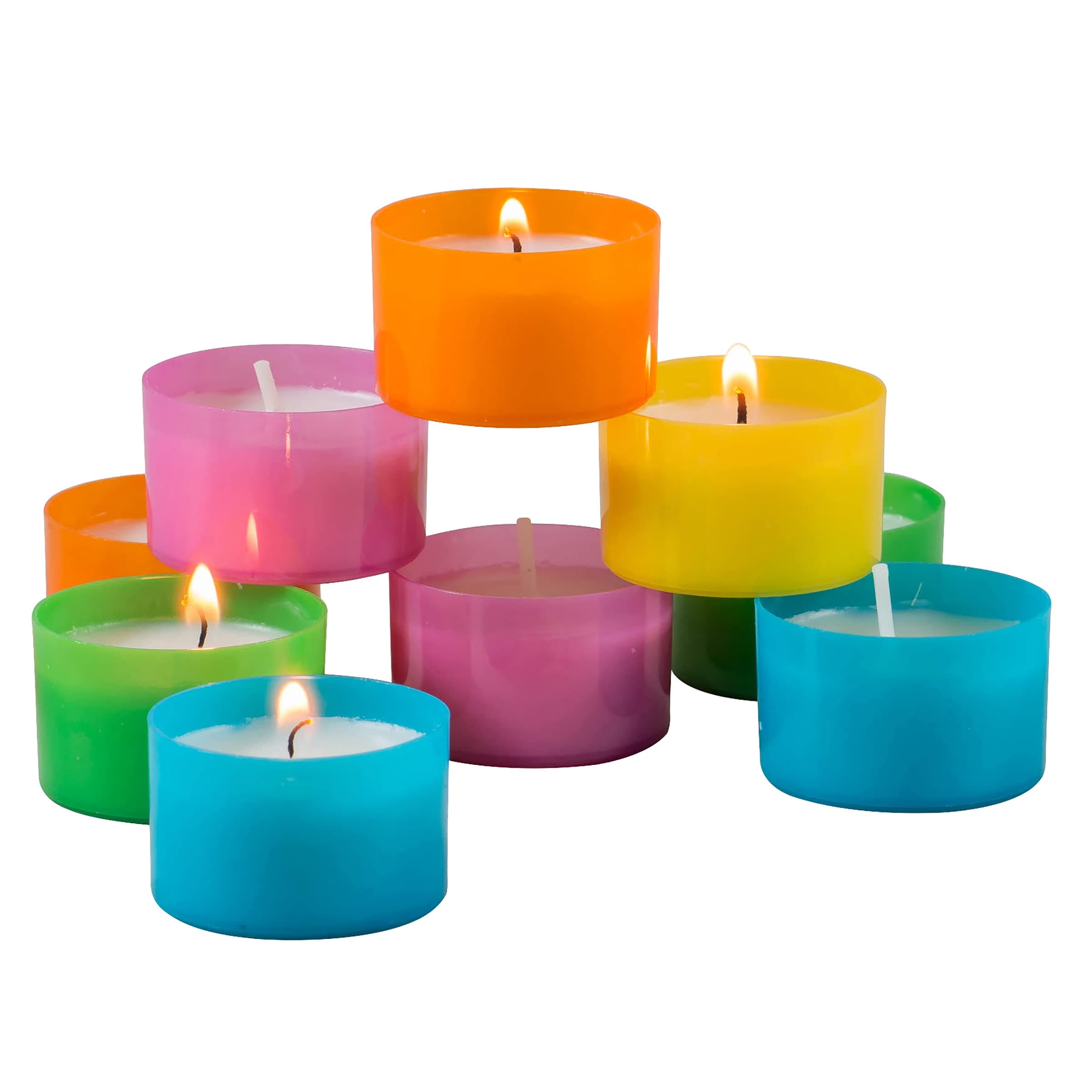 96 Pack Multicolor Unscented 6 to 7 Hour Long Burning Tea Light Candles
