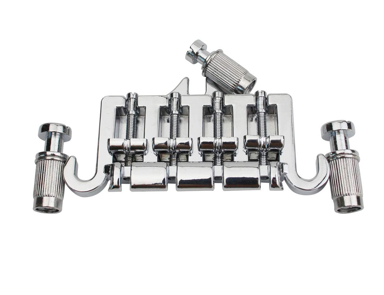 – 3 Point 4 String Bass Bridge Tailpiece – Zinc Alloy Bridges Tailpiece with Saddle Replacement Parts for Gibson EPI Style Bass (BG004)