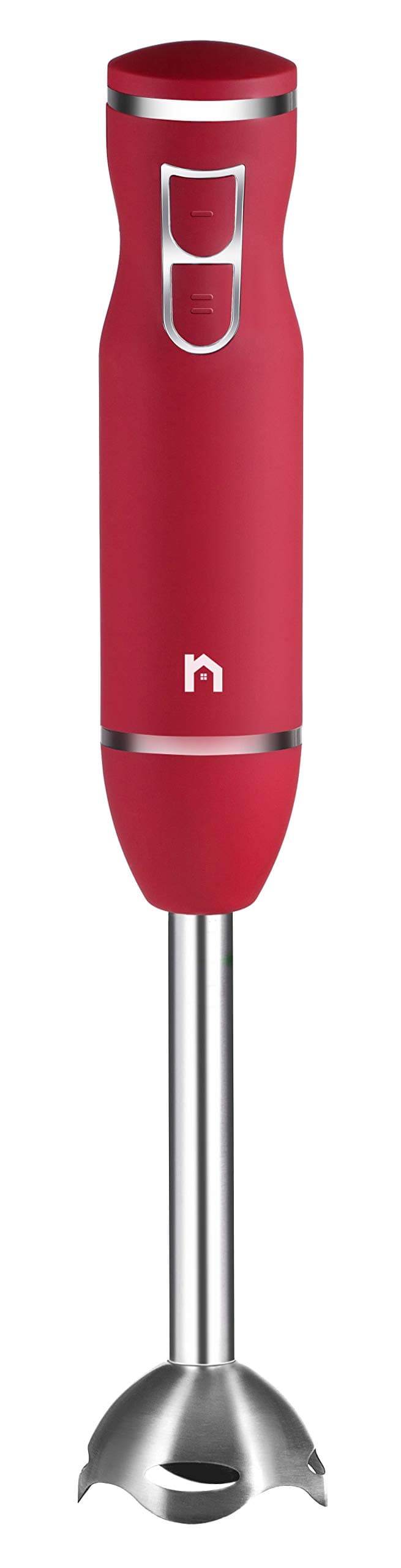 Immersion Hand Blender 2 Speed Stick Mixer with Stainless Steel Shaft & Blade, 300 Watts Easily Food, Mixes Sauces, Purees Soups, Smoothies, and Dips, Red