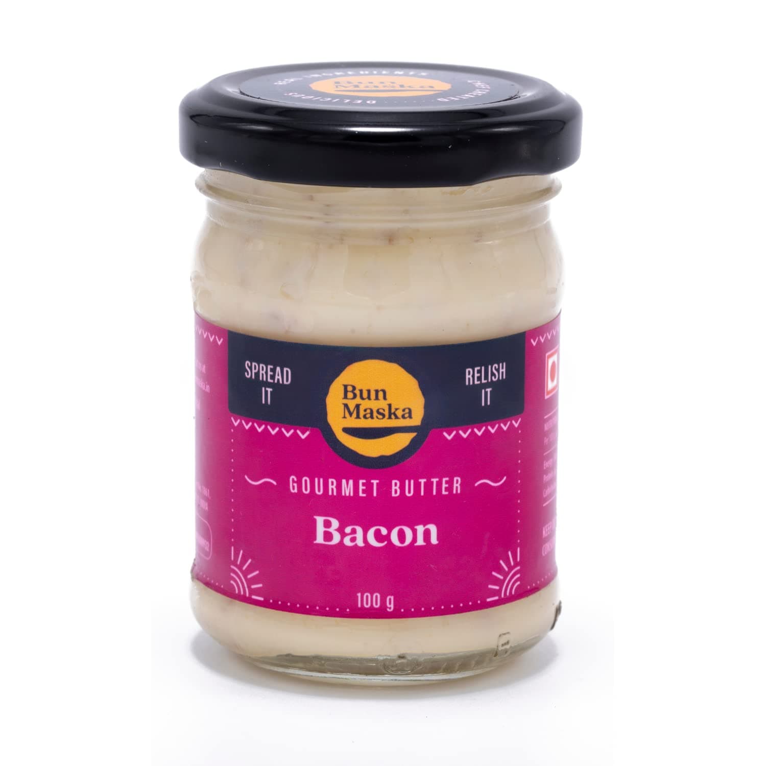 Bun Maska Bacon Butter (100g), Contains Pork, Fresh Ingredients, Smoked Bacon, Made in Small Batches, Breakfast Butter, No Artificial color