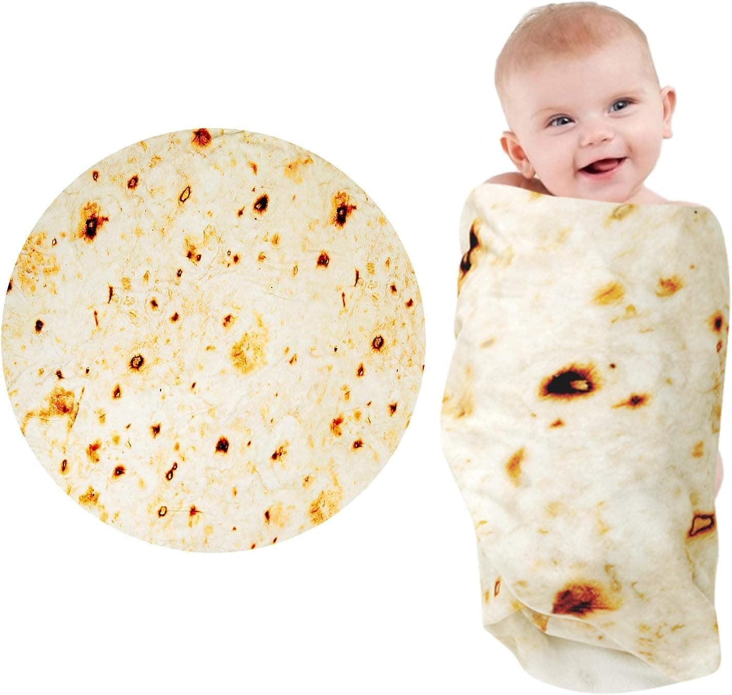 Burrito Baby Blanket, Tortilla Swaddle Blanket, Taco Blanket for Newborn Toddler, 285 GSM Soft Flannel Wearable Wrap Funny Gifts for Baby Shower & First Christmas Boy Girl 0-3 6 9 Months