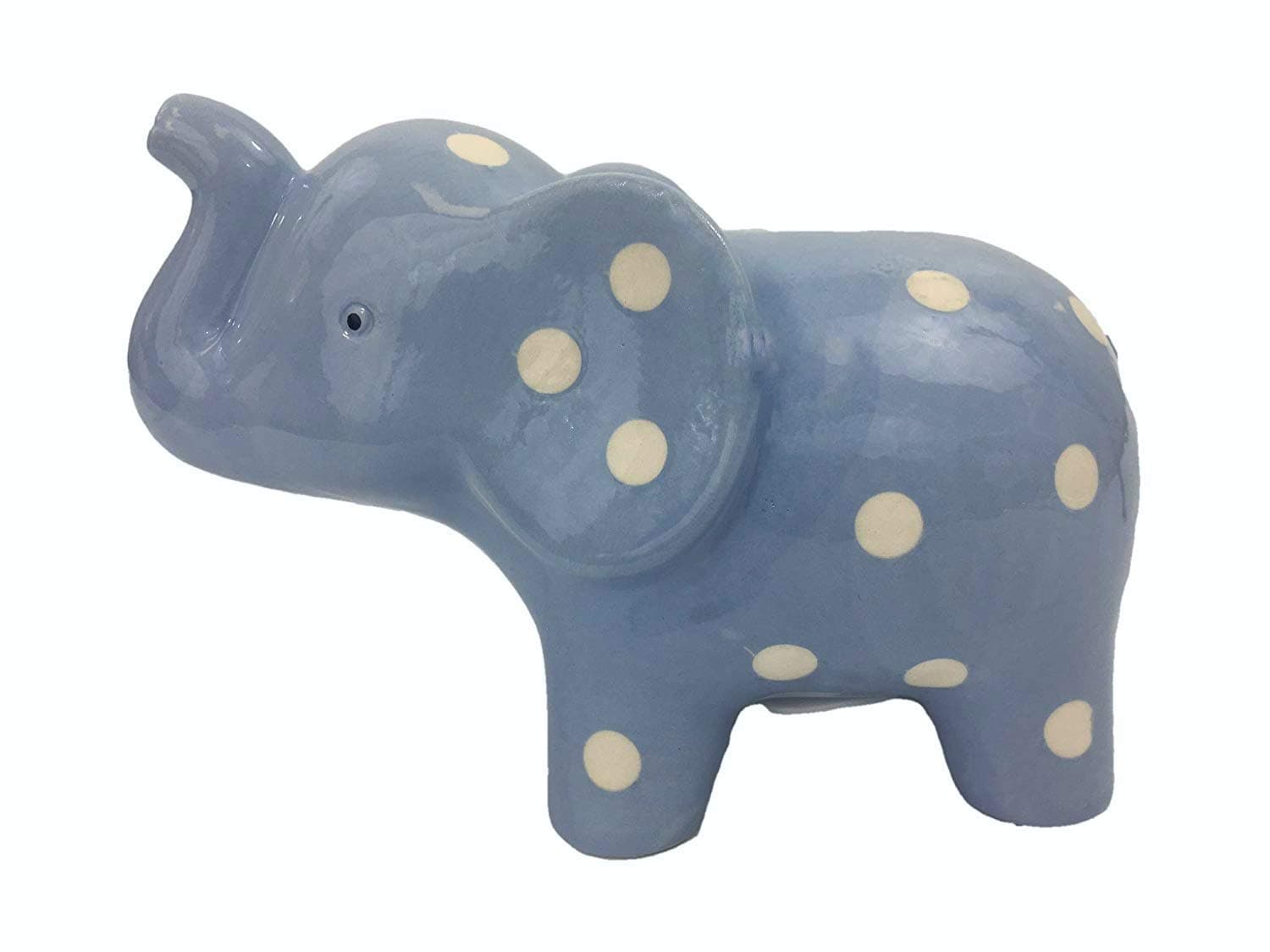 Mine to Love Elephant Nursery Decor Coin Bank, Ceramic Elephant Piggy Bank for Boys - Blue Polka Dot
