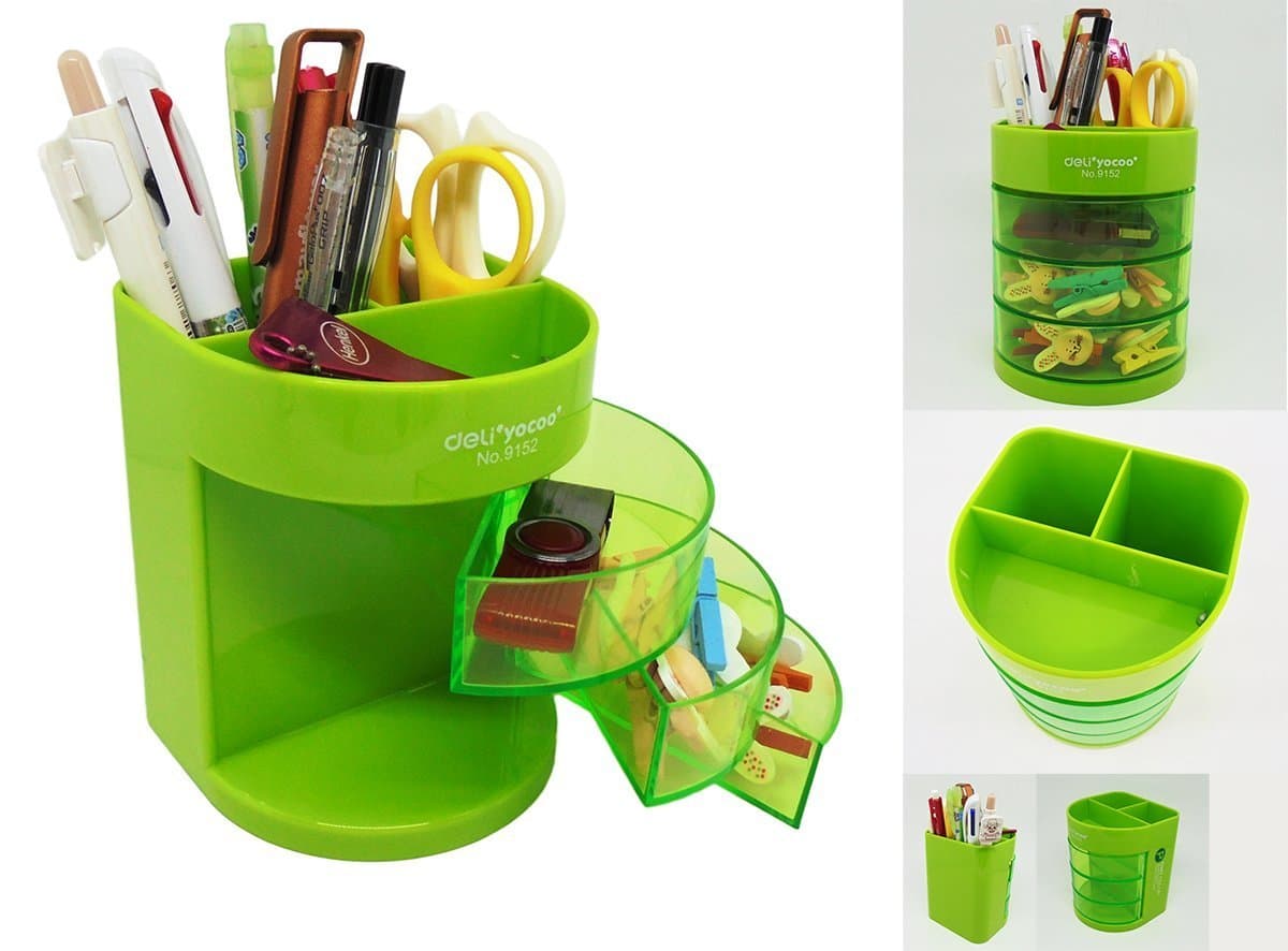 Green Decorative Pen Holder Educational Compartment Design, Pencil and Pen Holders choice for your office