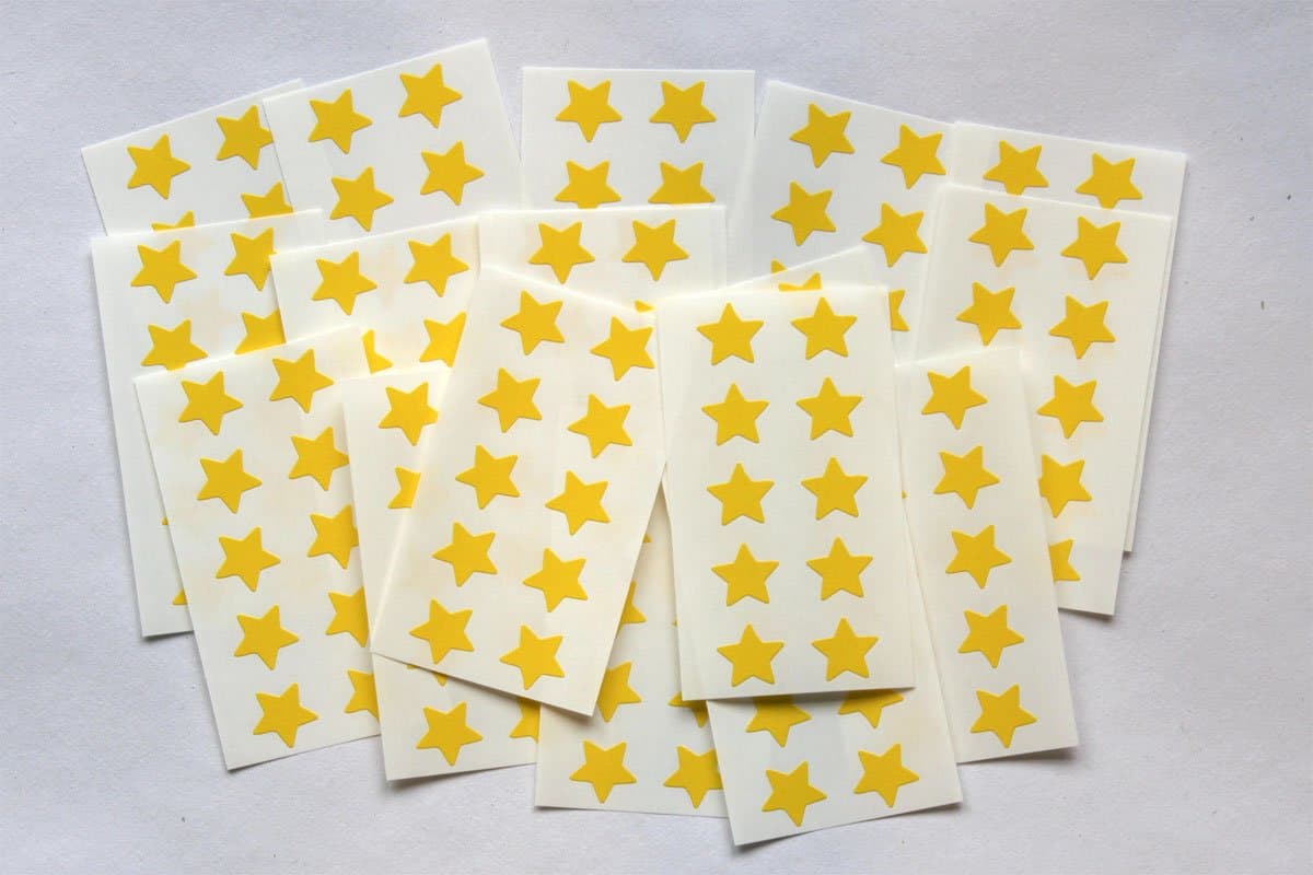 175 Star Yellow Stickers - Sticky Coloured Self Adhesive Labels for Colour Coding