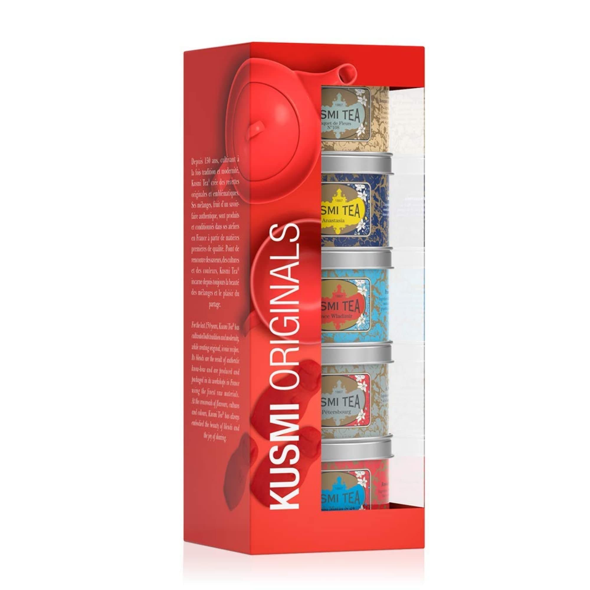 Kusmi Tea Tee Geschenkset Kusmi Originals - 5 Minidosen Kusmi Schwarztee Klassiker - Earl Grey und Ceylon Tees mit Zitrusaromen und Gewürznoten - 5 Metalldosen mit je 25 g