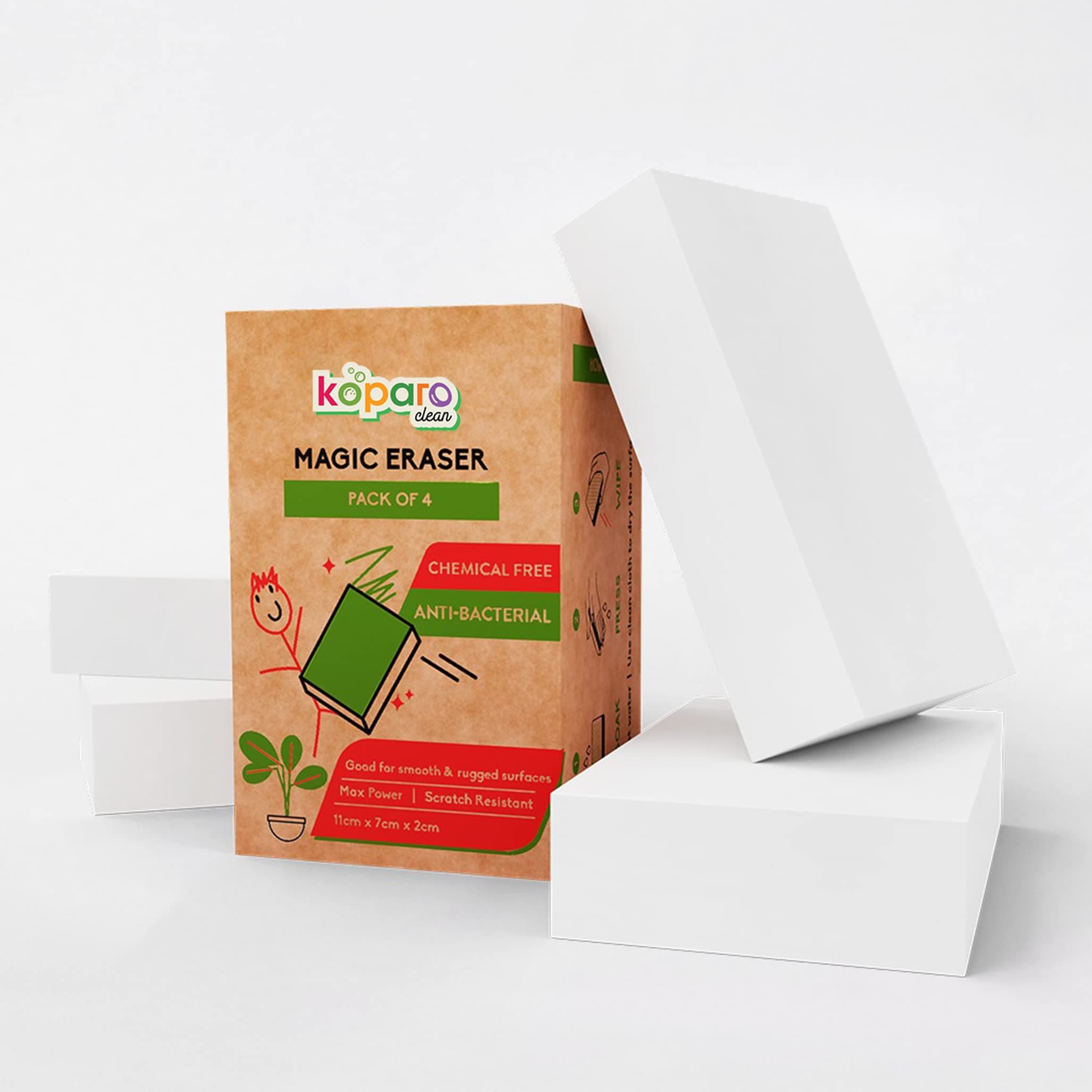 KoparoMagic Eraser | Multipurpose Cleaning Sponge for Home, Bathroom, Office | Chemical Free, Antibacterial, Scratch Resistant | Pack of 4