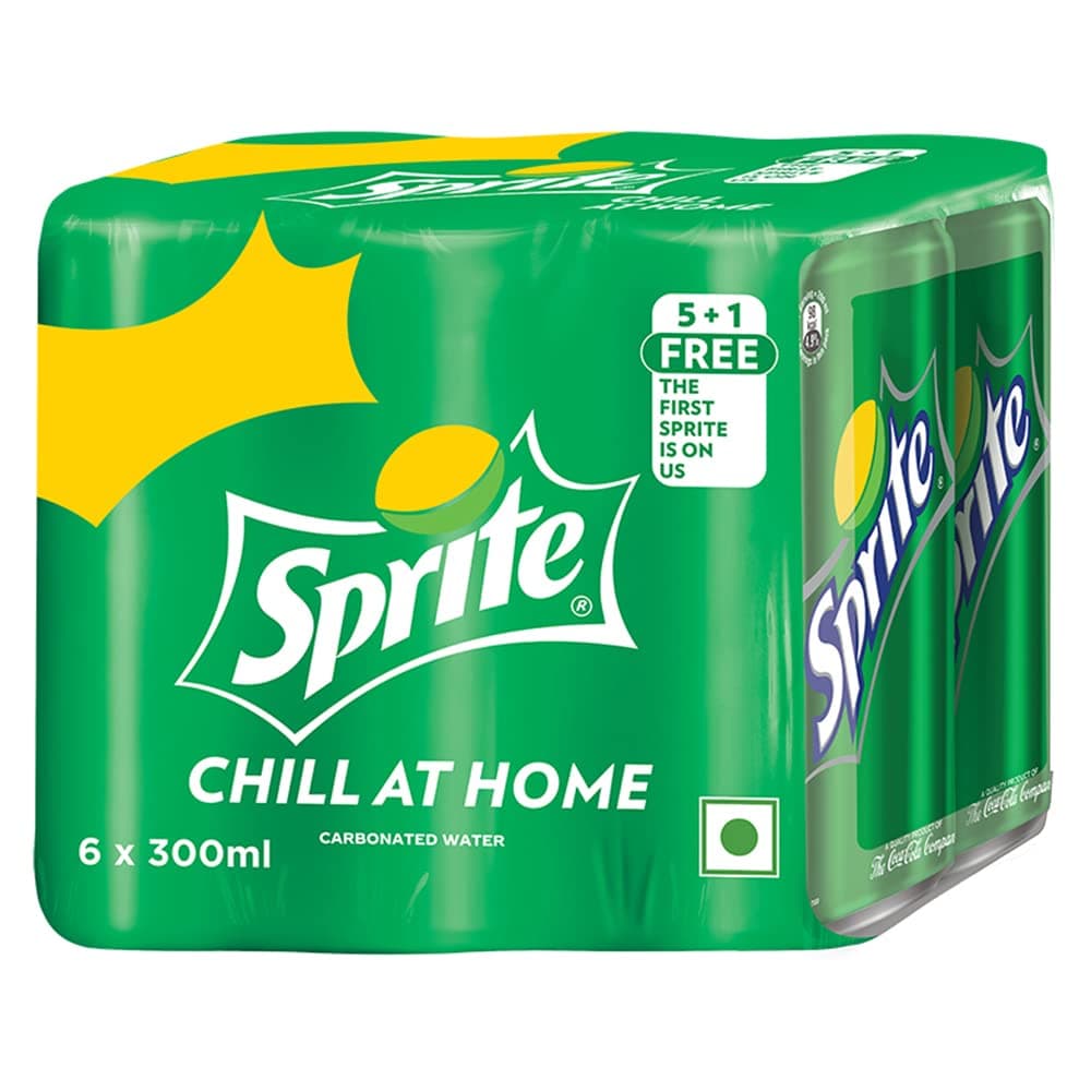 - Sprite Lemon-Lime Flavoured Cold Drink | Refreshing Taste | Clear Soft Drink with No Added Colours | Recyclable Can, 300ml (Pack of 6)