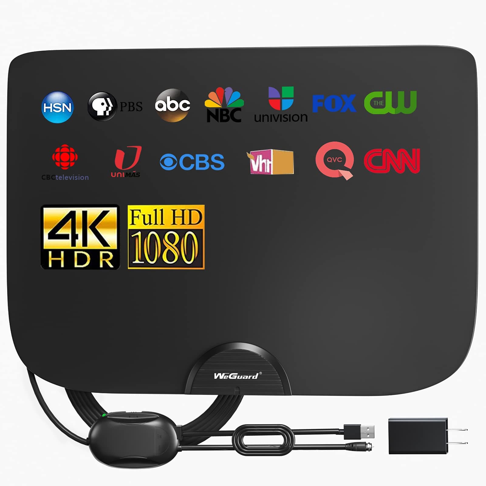 TV Antenna, Indoor Amplified Digital HDTV Antenna, 180 Miles Range Signal Booster for 4K 1080p Fire TV Stick Local Channels, 18FT Premium Coaxial Cable