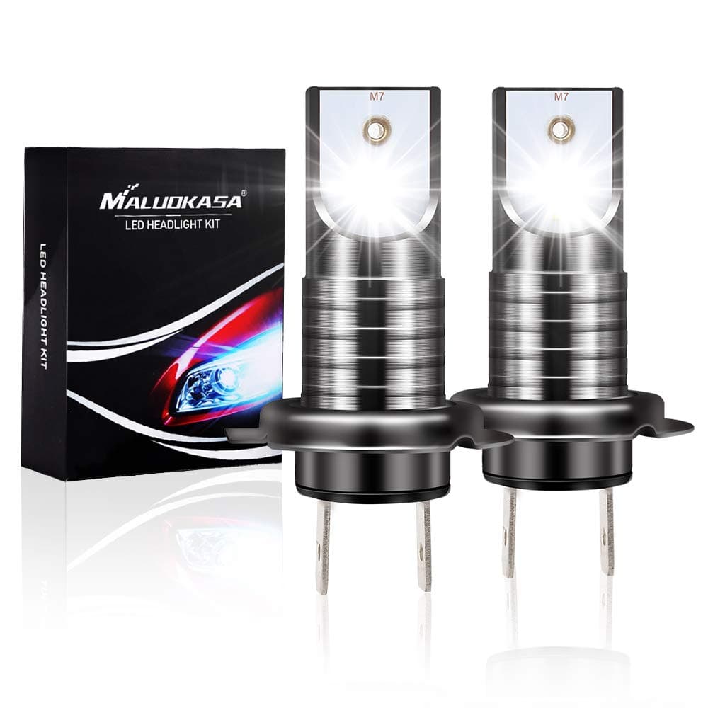 H7 LED Headlight Bulbs, MALUOKASA CSP Chips 100W 6000K 16000LM H7 Car Headlight Bulbs, All-in-One EMC Anti-jamming LED Conversion Kit Replace for HID or Halogen Bulbs with Canbus, 2 Pack