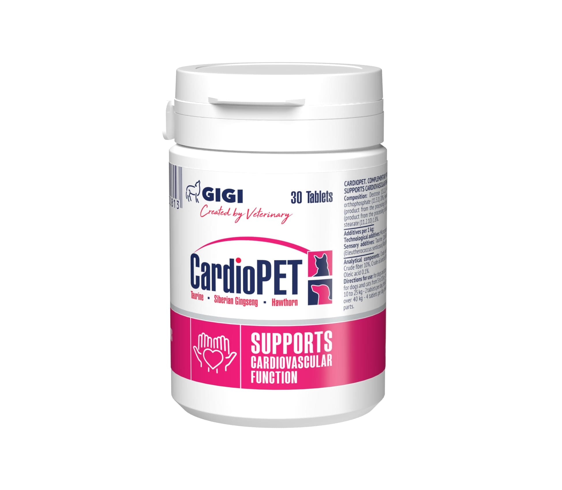 GIGI VET CardioPET Cardiovascular Supplement for Cats and Dogs Functional Feed Supplement for Cats and Dogs to Support Heart Health and Blood Circulation (30 Tablets)