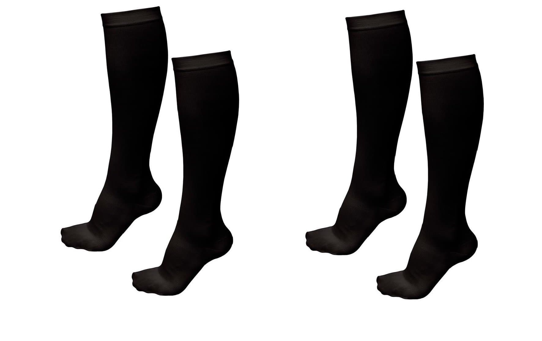TASOM Compression Socks Over the Calf Below Knee Anti Fatigue Sock For Men's Woman's Foot Feet Ankle Heel Pain Ache Swelling Relief Support Stockings (Black - 2 Pair, Sm/Med)