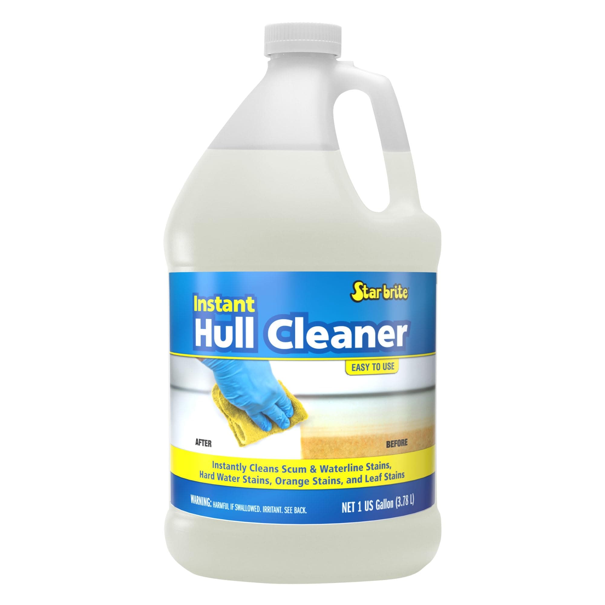 Instant Hull Cleaner - Easily Remove Stains, Scum Lines & Grime for Boat Hulls, Fiberglass, Plastic & Painted Surfaces - Wipe On, Rinse Off Formula - 128 Ounce Gallon (081700)