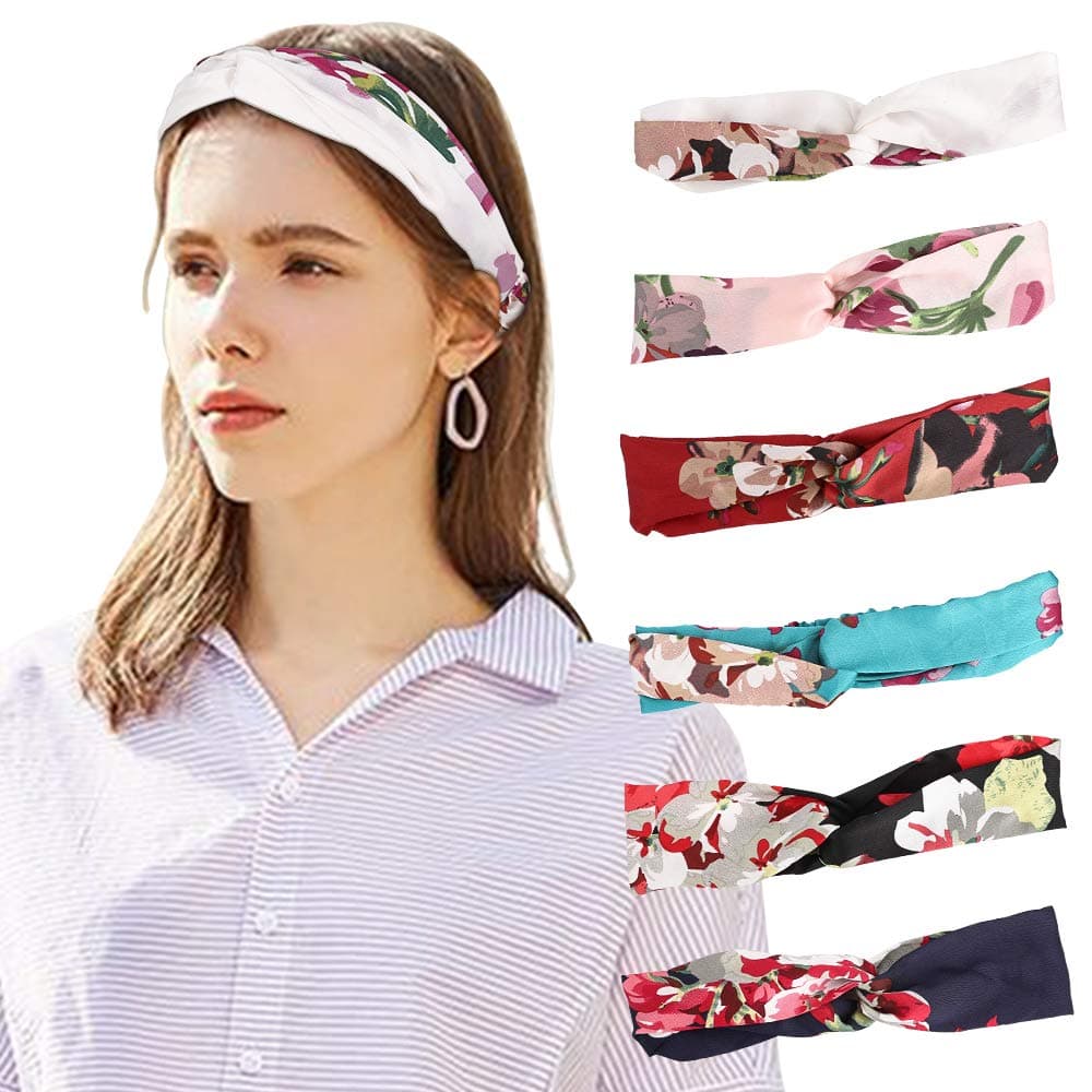 MoKo Headbands for Women Non slip, Athletic Boho Cute Floral Cross Headwrap for Runner Yoga Gym Sport Running Workout