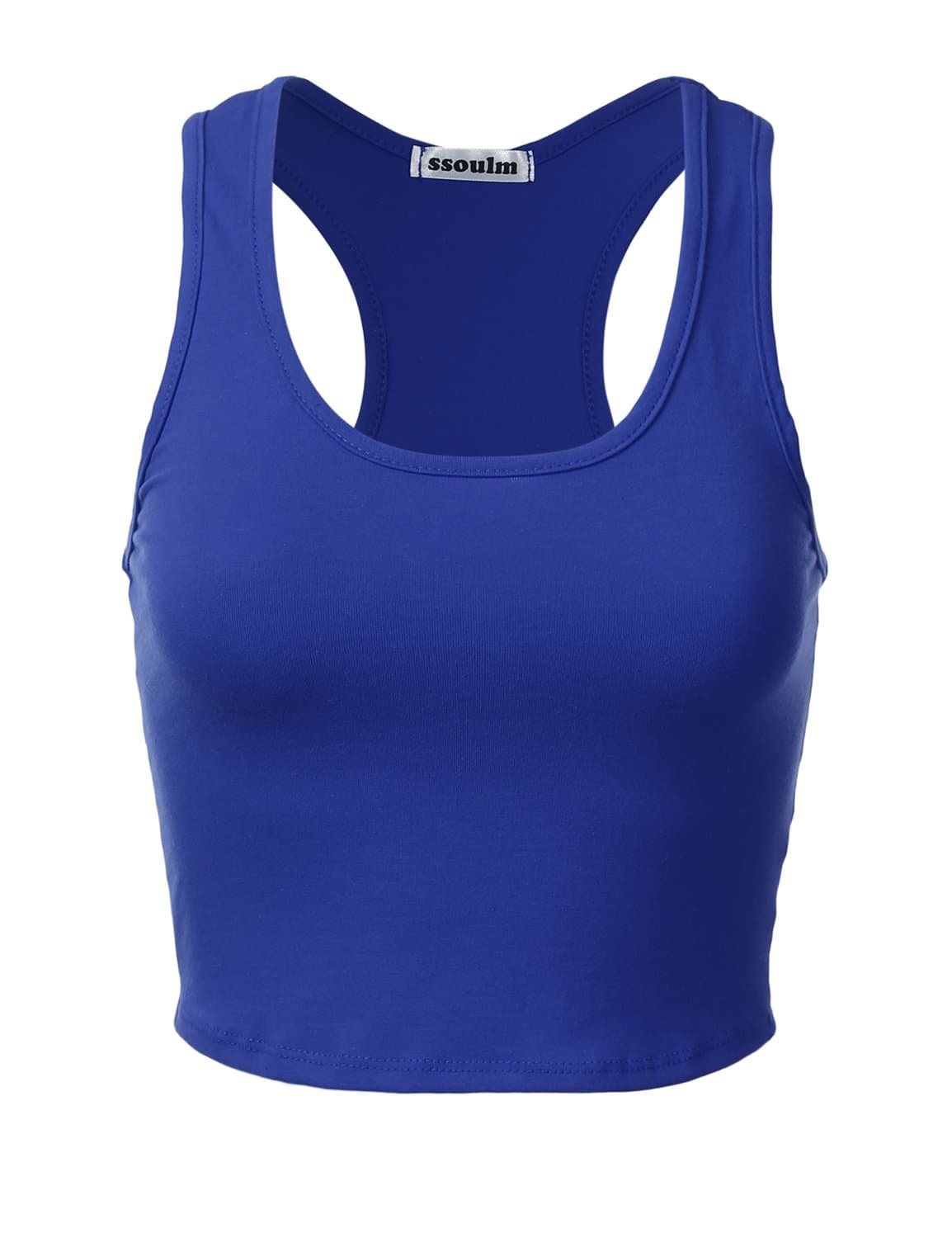 SSOULM Women's Cotton Basic Sleeveless Scoop Neck Crop Tank Top (S-1XL)