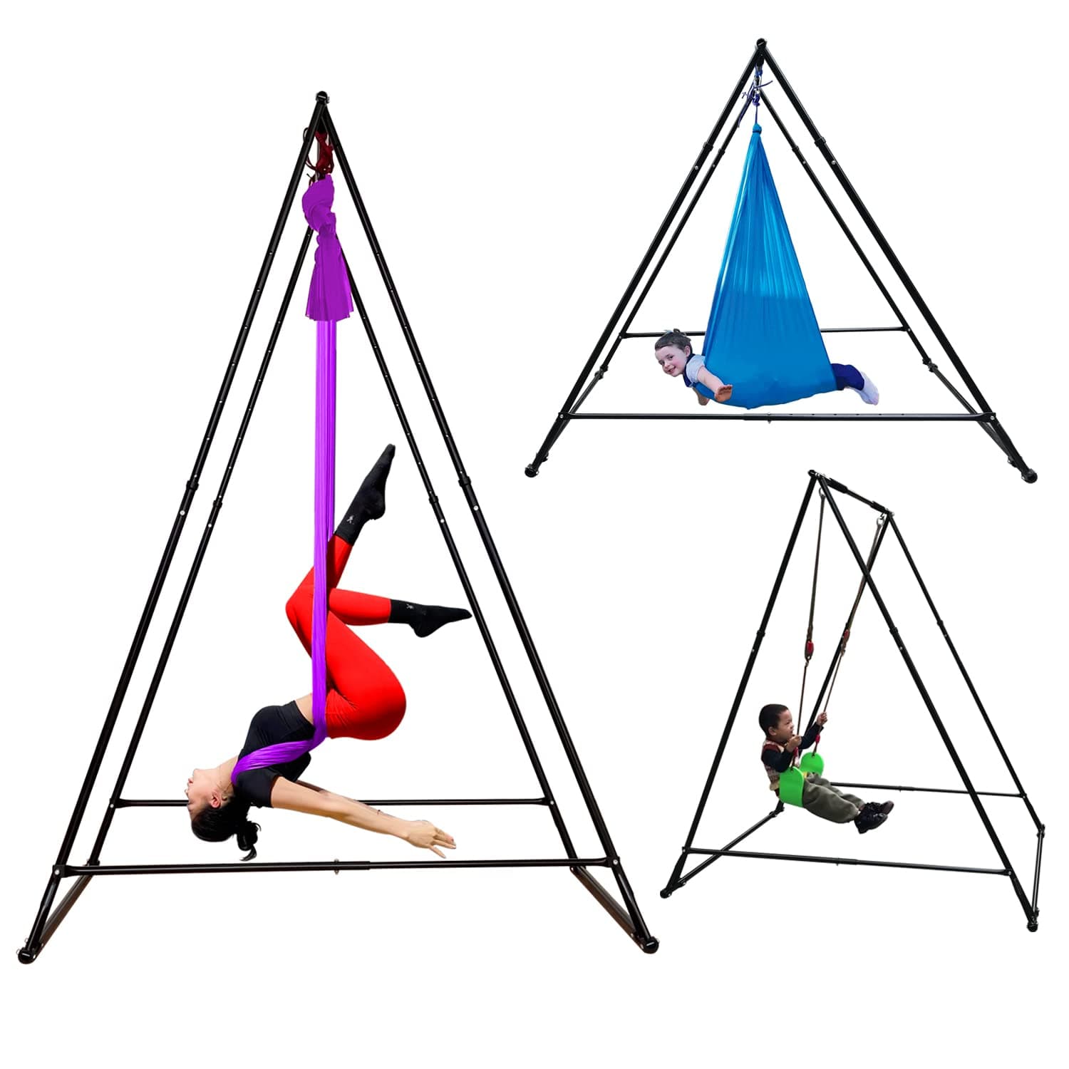 KT KHANH TRINH Dedicated Stand Frame For Aerial Yoga And Therapy Sensory Hammock Model 1.1520YG. Foldable, Portable, Height Adjustable, Stable and Durable Upgraded Yoga Swing Stand Frame