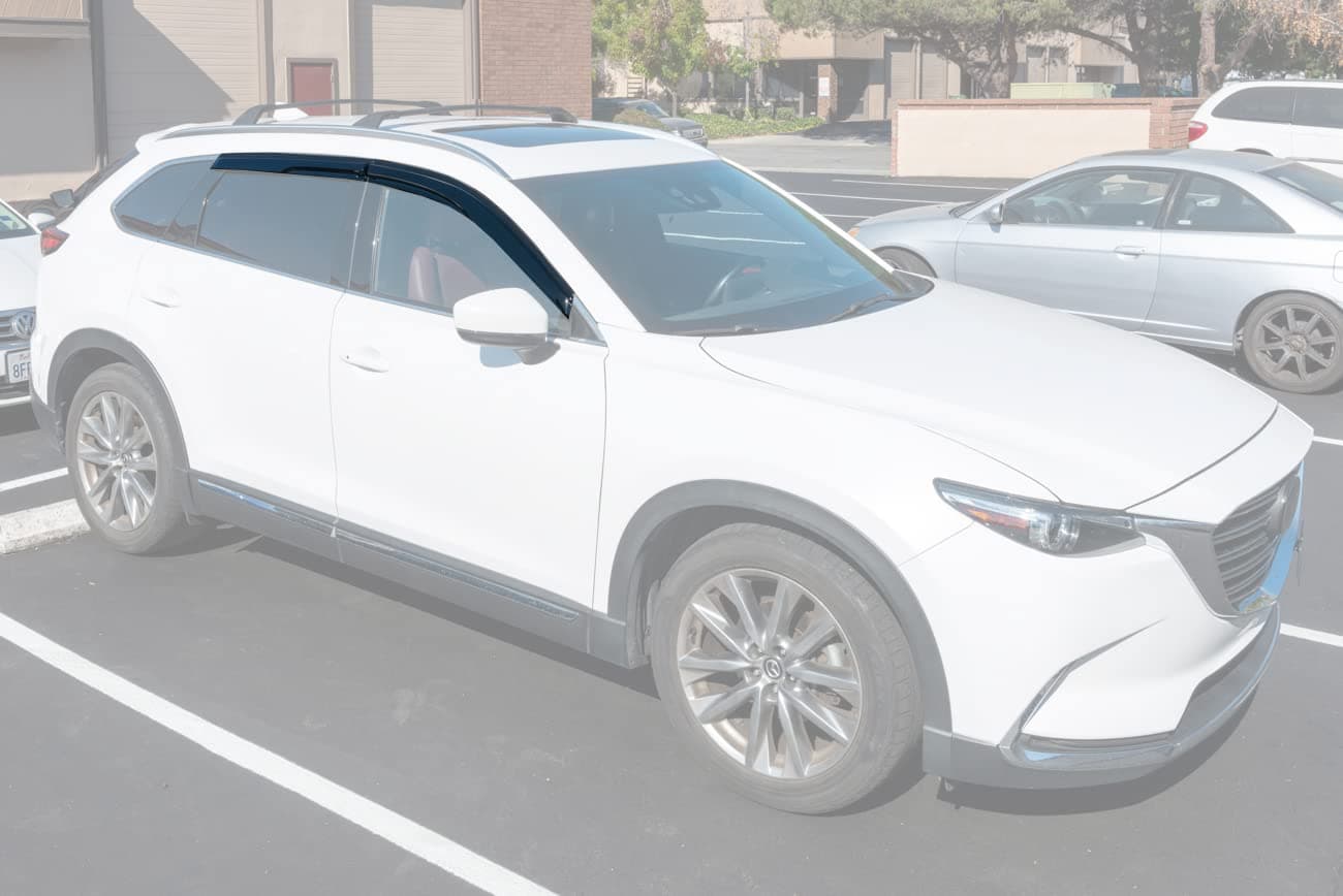 Extreme Online Store Replacement for 2016-Present Mazda CX-9 Models | EOS Visors JDM Mugen Tape-On Style Smoke Tinted Side Vents Rain Guard Window Deflectors DWV-V122