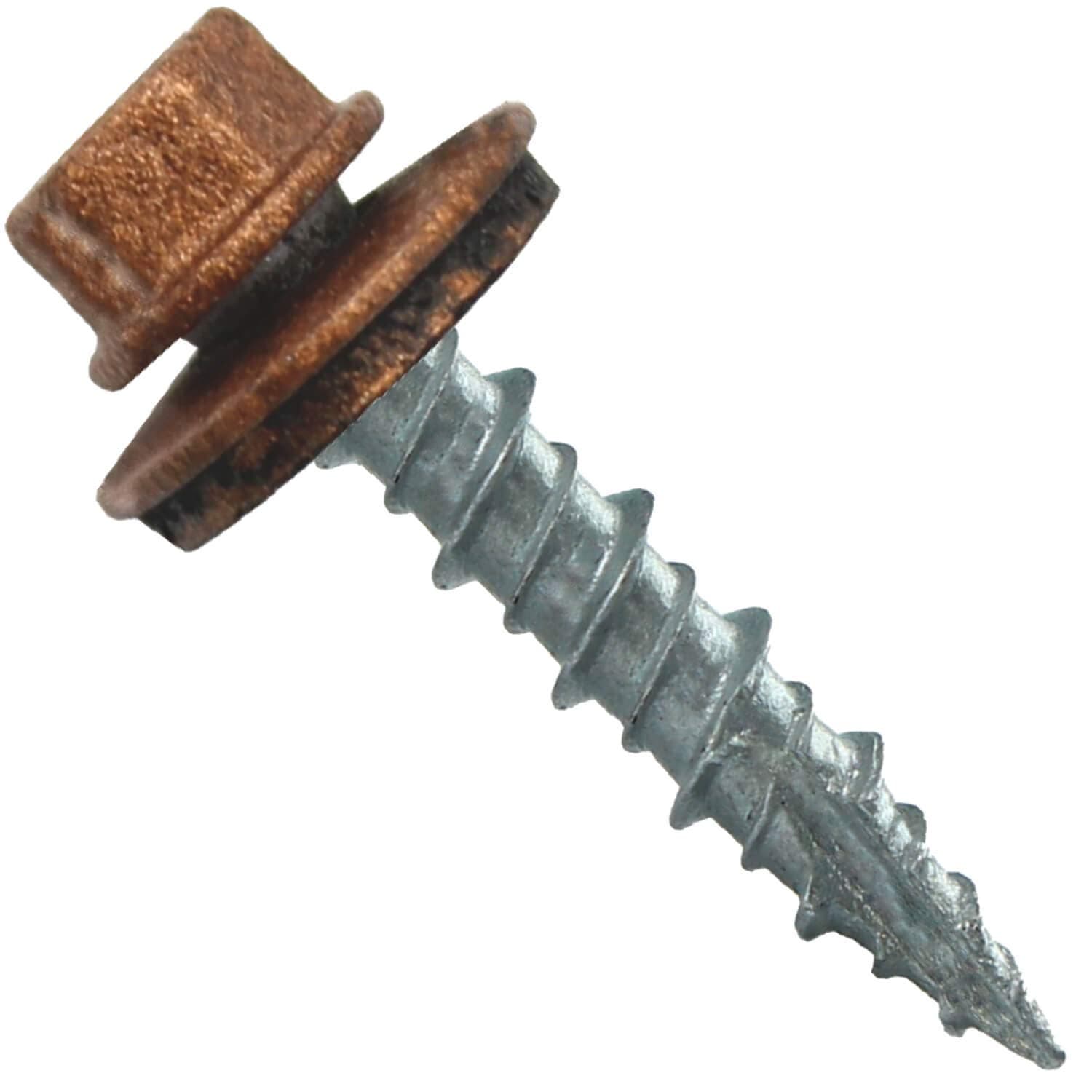 Metal Roofing Screws: (250) 10 x 1 Copper Hex Head Sheet Metal Roof Screw. Self Starting Metal to Wood siding Screws. EPDM Washer. Colored Head