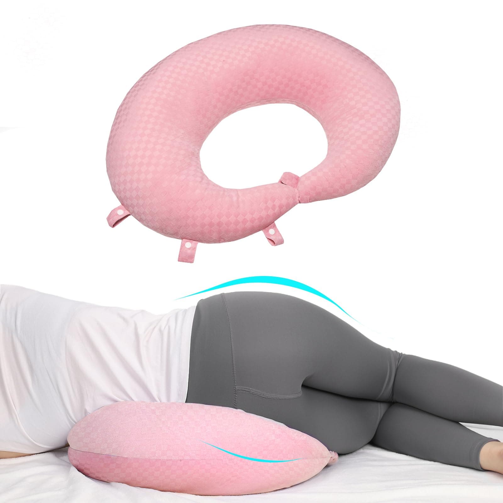 BBL Pillow After Surgery for Butt to Sleep, Brazilian Butt Lift Recovery Post Surgery Pillow for Sitting Sleeping Driving, Donut Pillow for Woman Lumbar Back Cushion Seat (Pink)