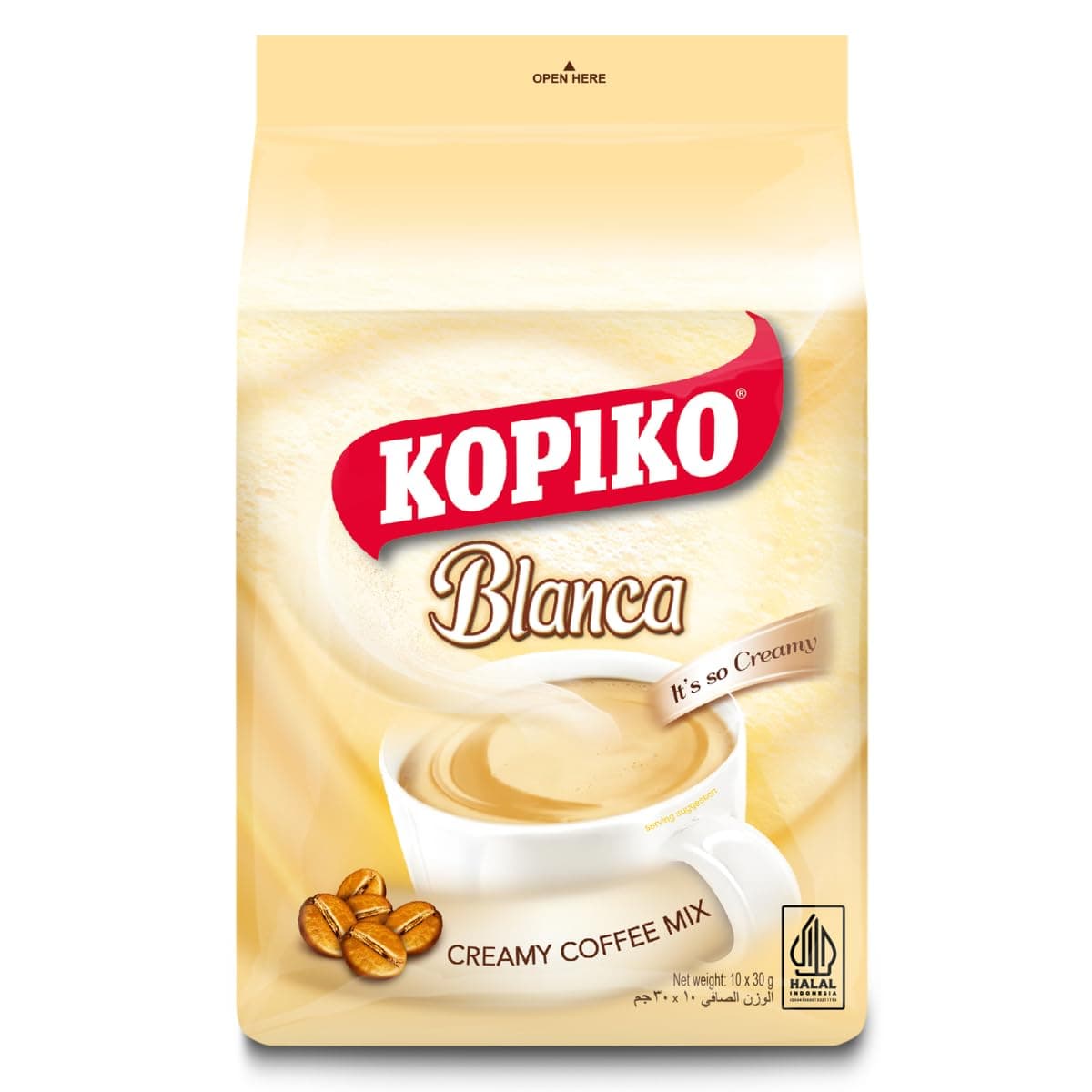Kopiko Blanca Creamy Coffee Mix, 10 Sachets, 30g Each, Smooth & Rich Instant Coffee