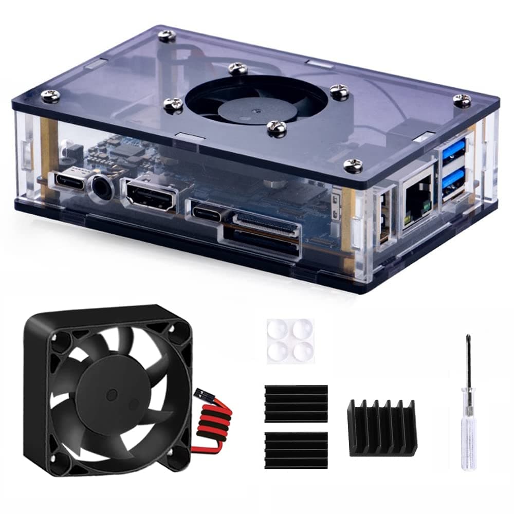 DVOZVO Orange Pi 5/5B Case with 40mm Fan,Orange Pi 5/5B Cooling Fan with 3pcs Heatsinks for Orange Pi 5/5B 4GB/8GB/16GB/32GB