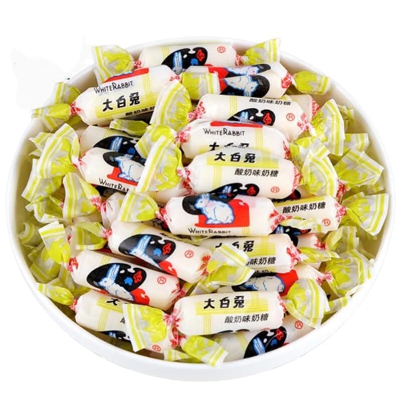 White Rabbit Toffee 227g (8oz.) Yogurt Flavor White Rabbit Toffee Childhood Flavor White Rabbit Candy酸奶味大白兔奶糖, 8 Ounces