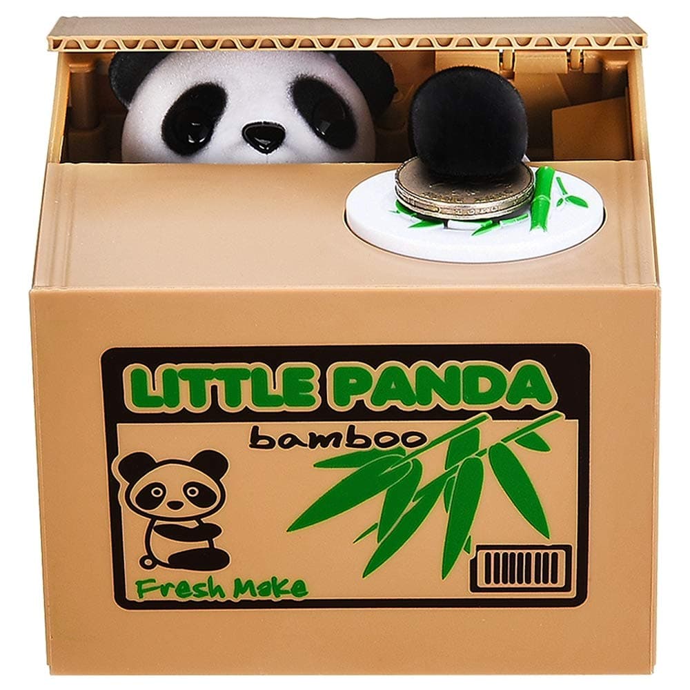 LUFENG Panda Money Box, Piggy Bank for Kids/Adults, Automatic Stealing Coin Money Bank with Upgraded Clear English Voice (Panda)