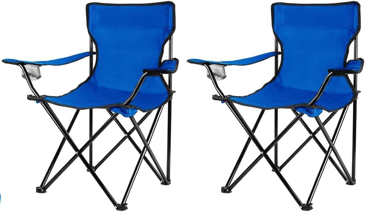 MOMENT Portable Folding Beach Chair Multi-Purpose Camping Chair for Adult, Lightweight Patio Lawn Quad Chair for Outdoor Travel Picnic Hiking Supports110kgs Load With Carry Bag [Random Color] (2PCS)