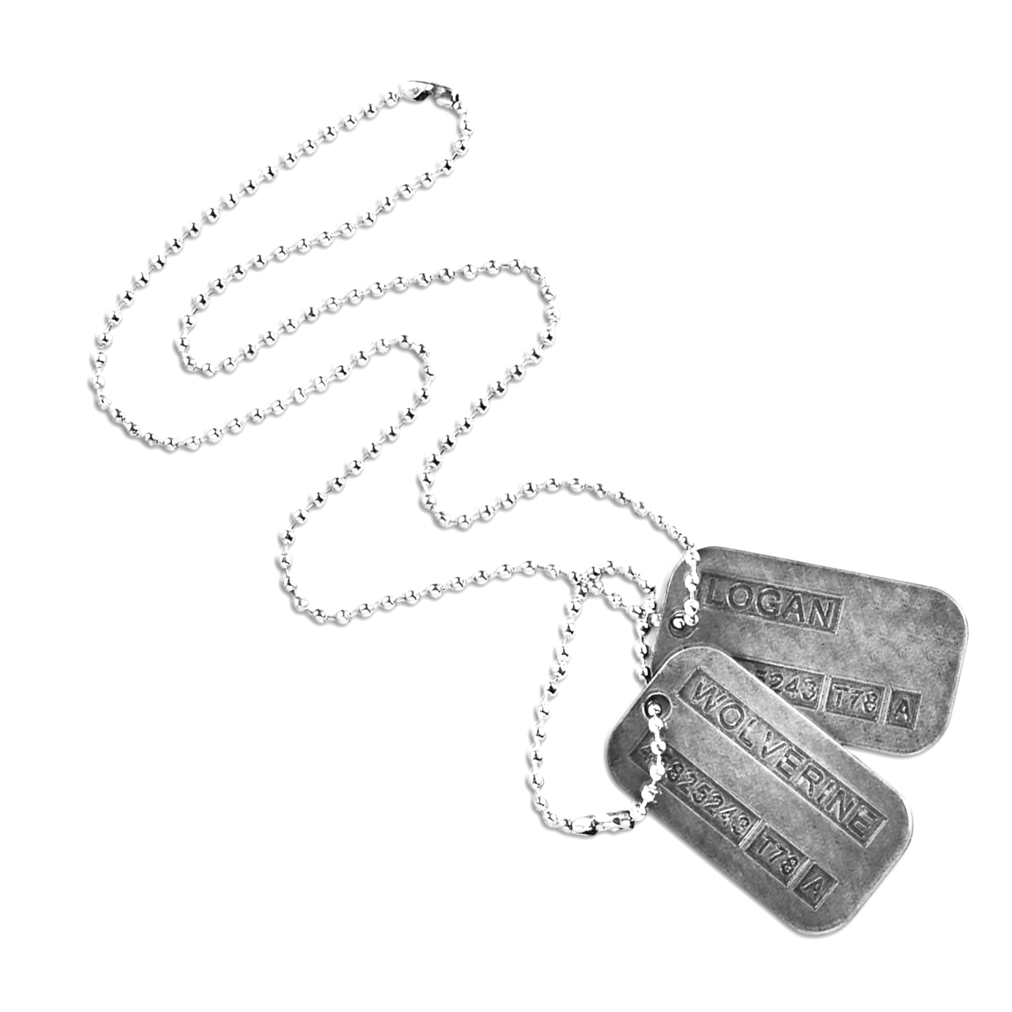 THEDOGTAGCO 'Wolverine' Logan Military Dog Tags - Movie Costume Cosplay Prop - Stainless Steel Chains&Silencers Included