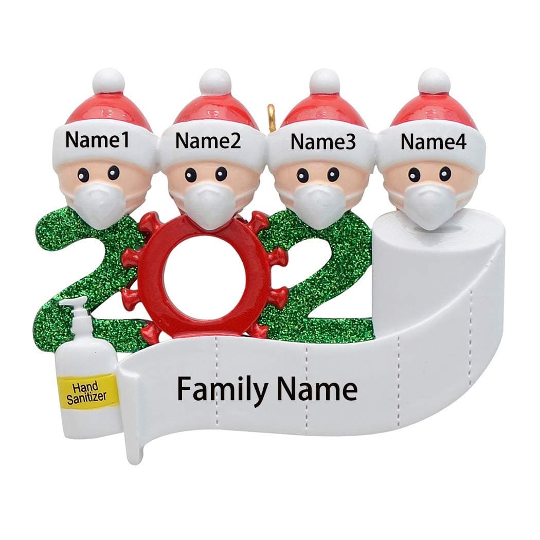 N/Q 2020 DIY Personalised Christmas Bauble Decoration,Covid Personalized Quarantine Survived Family Christmas Hanging Ornament,Special Keepsake Xmas Decorations Gifts for Christmas Tree Decor