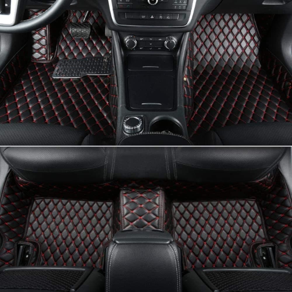 Custom car Floor Mats for Audi A1, A3, A4, A5, A6, A7, A8, R8, TT, Q2, Q3, Q5, Q7, Q8, e-tron 2000-2022 left/right hand drive (Black Red)
