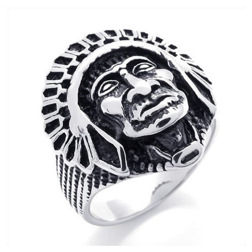 KONOV Men's Vintage Stainless Steel Native American Indian Ring