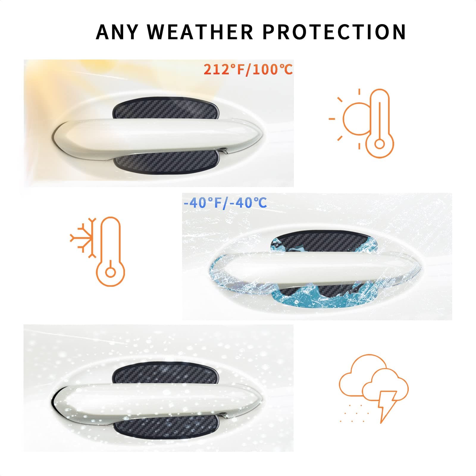 TANGSEN 4Pcs Universal 3D Carbon Fiber Texture Automotive Door Cup Handle Recess Paint Protector Cover Scratch Non-Marking TPU Personalize Pad Sticker (S)