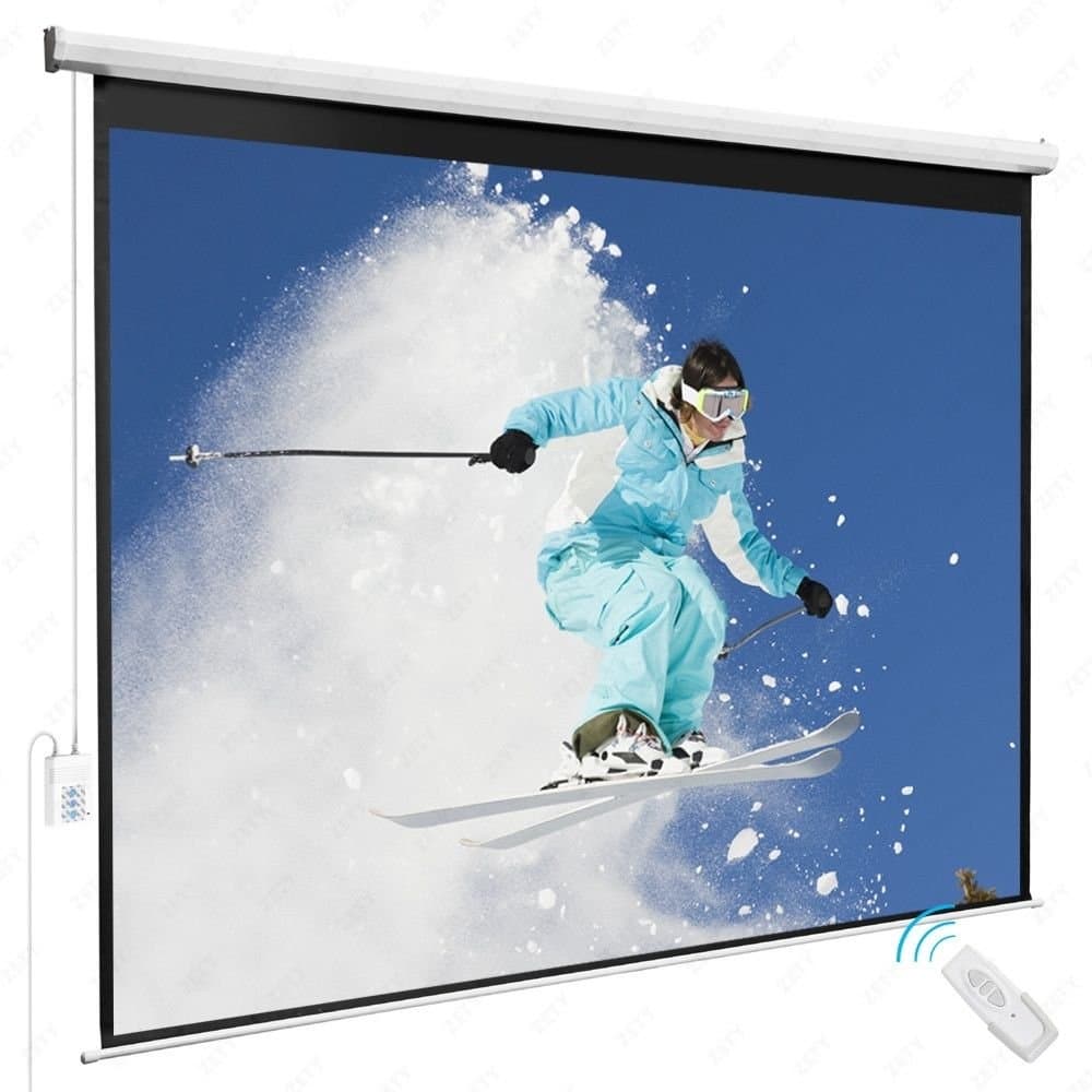100’’ 4:3 Electric Remote Control Projection Screen HD Movie Theater Matte White