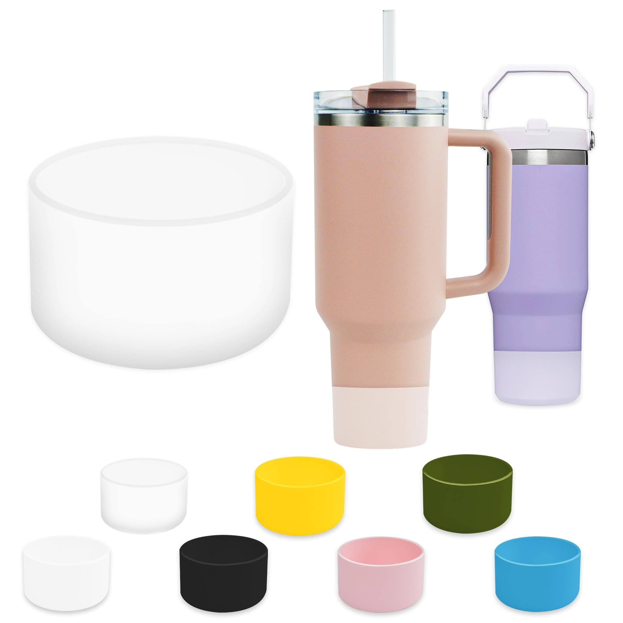 1Pcs Silicone Boot for Stanley 40 oz Quencher Tumbler, Silicone Cups Sleeve for Stanley IceFlow 20oz 30oz, Stanley Cup Accessories, Protective Cover for Water Bottle Bottom(Clear)