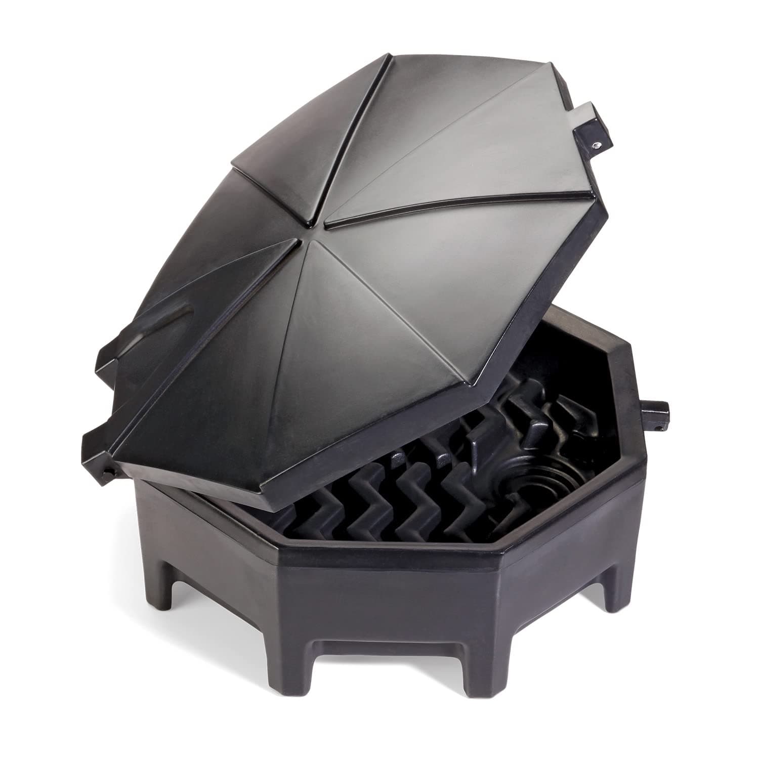 PIG ドラムファンネル | ヒンジ付き蓋付きユニバーサルポリドラム漏斗 | 55ガロン用 プラスチックまたはスチール製のタイトヘッドドラム用 | ブラック | DRM672-BK