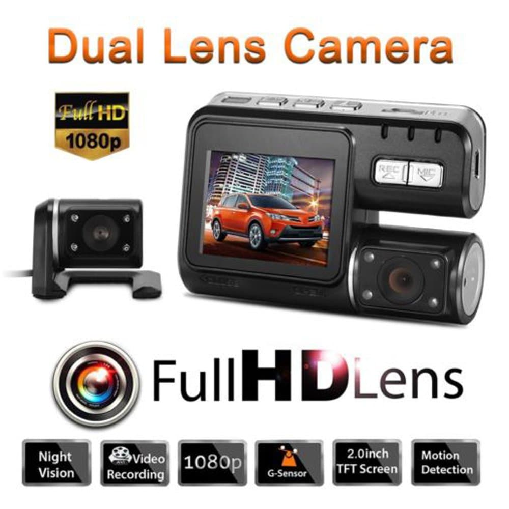 Car DVR,EEDI New 170° FULL HD TFT Car Dash Cam Recorder 1080p LED Night Vision G-sensor + Rear View Camera Road Dash Cam Video Dual Camera DVR