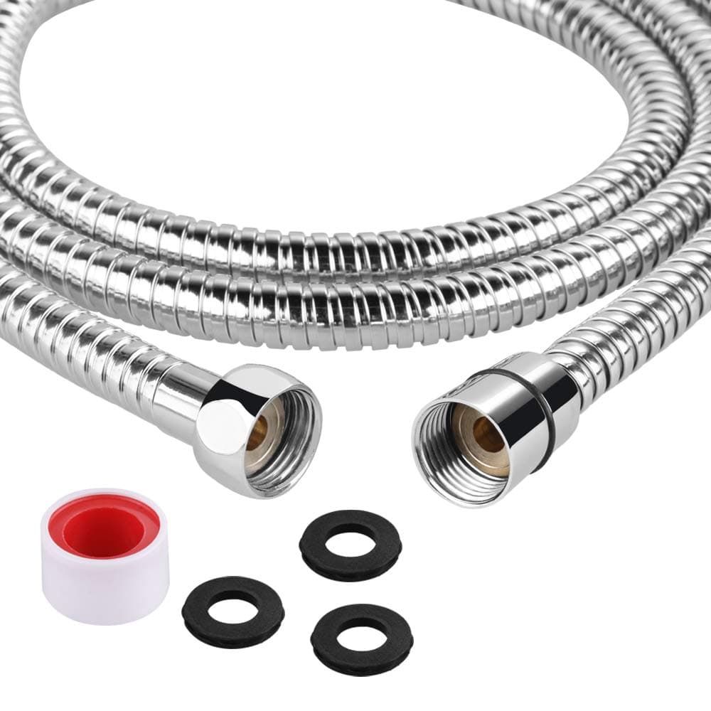 Rovtop 1.80M Shower Hose(G1/2), Suitable for All Shower Heads, Flexible Shower Pipe, Stainless Steel Shower Hoses Chrome Plated, Universal Chrome Shower with Teflon and Gaskets, Leak Proof, Easy Clean