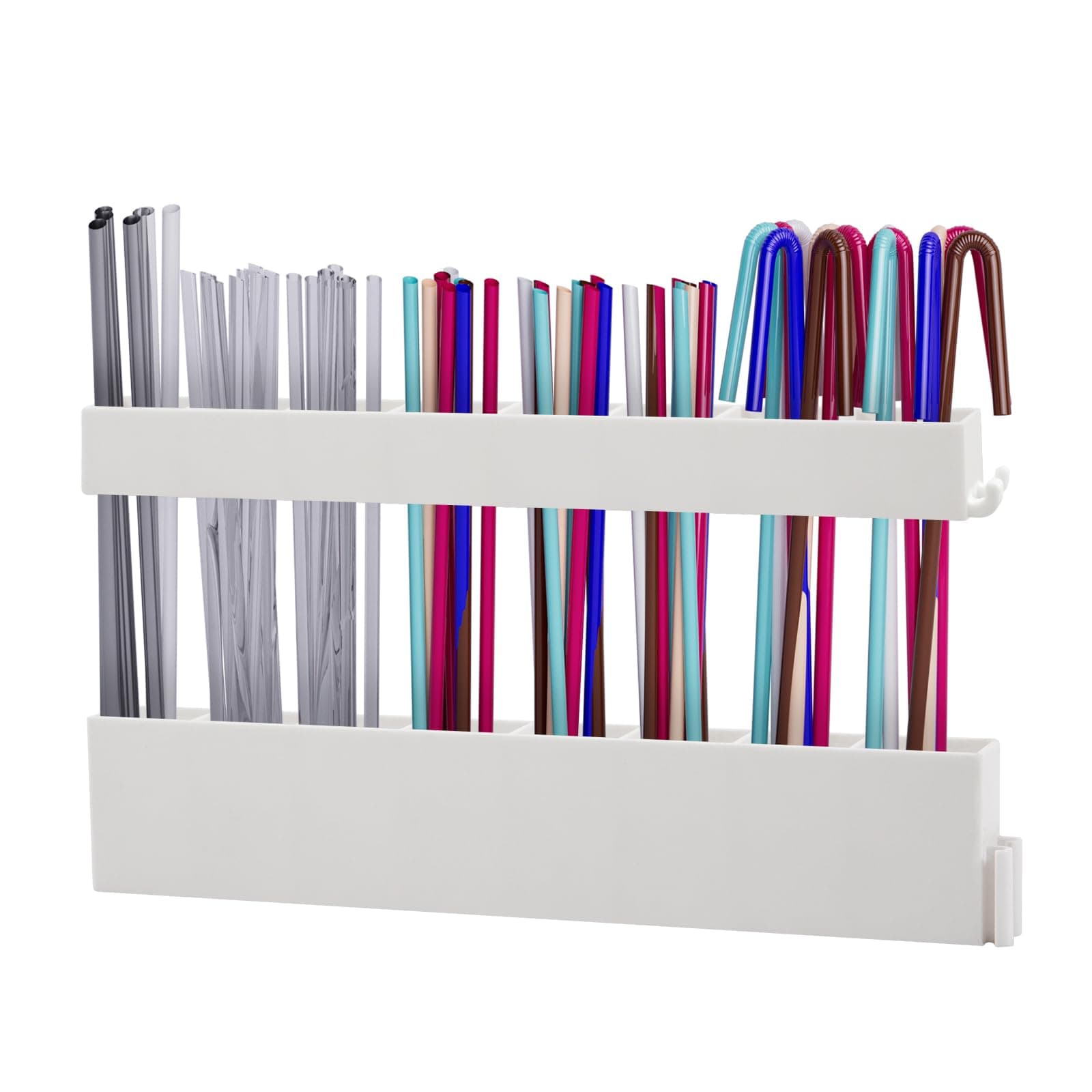 Straw Holder Straw Organizer Reusable Straw Holder Storage for Drinking Straws Cabinet Door Mounted (White)