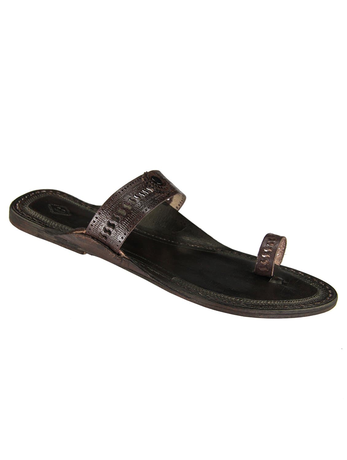 eKolhapuri Dark Brown S Punching Ladies authentic handmade genuine leather kolhapuri Chappal