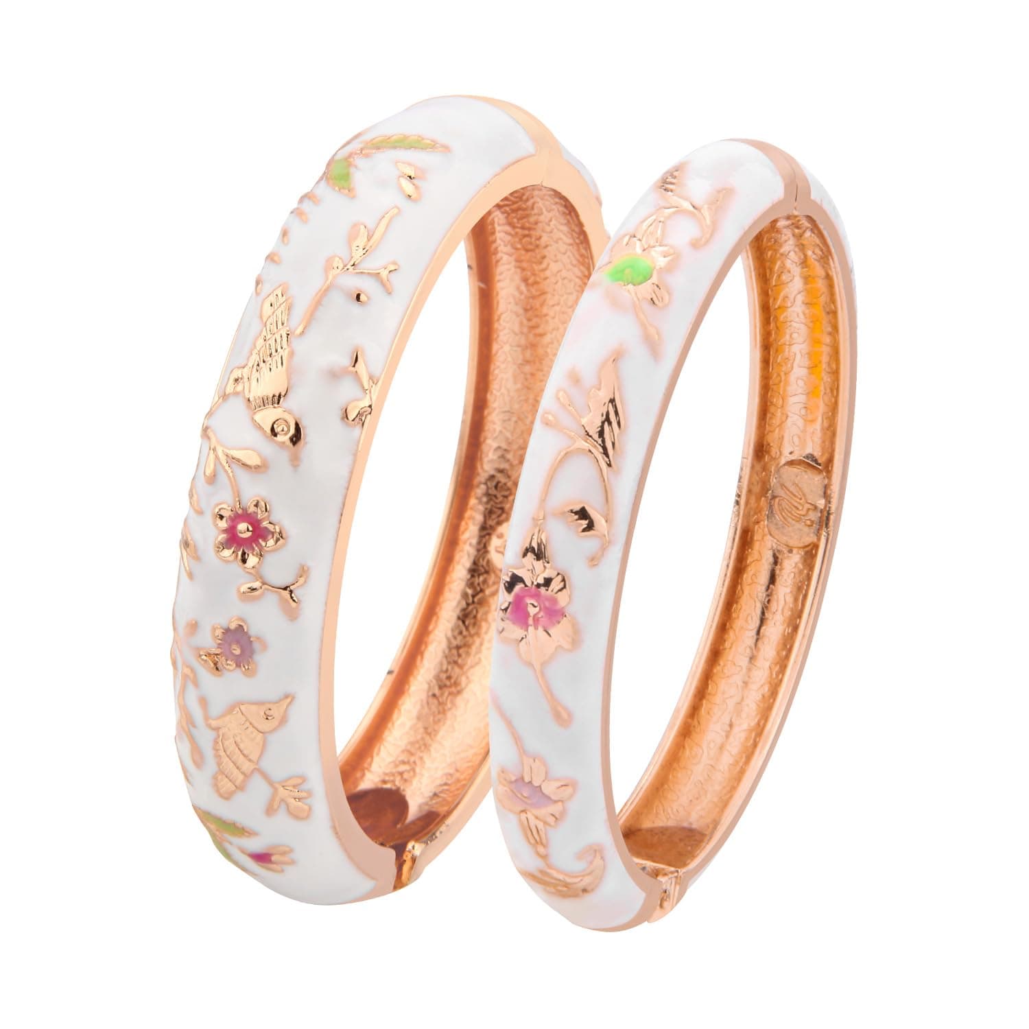 UJOY Colors Handcraft Jewelry Cloisonne Bracelet Enamel Bird Spring Hinged Womens Bangles Gifts Box 55C49