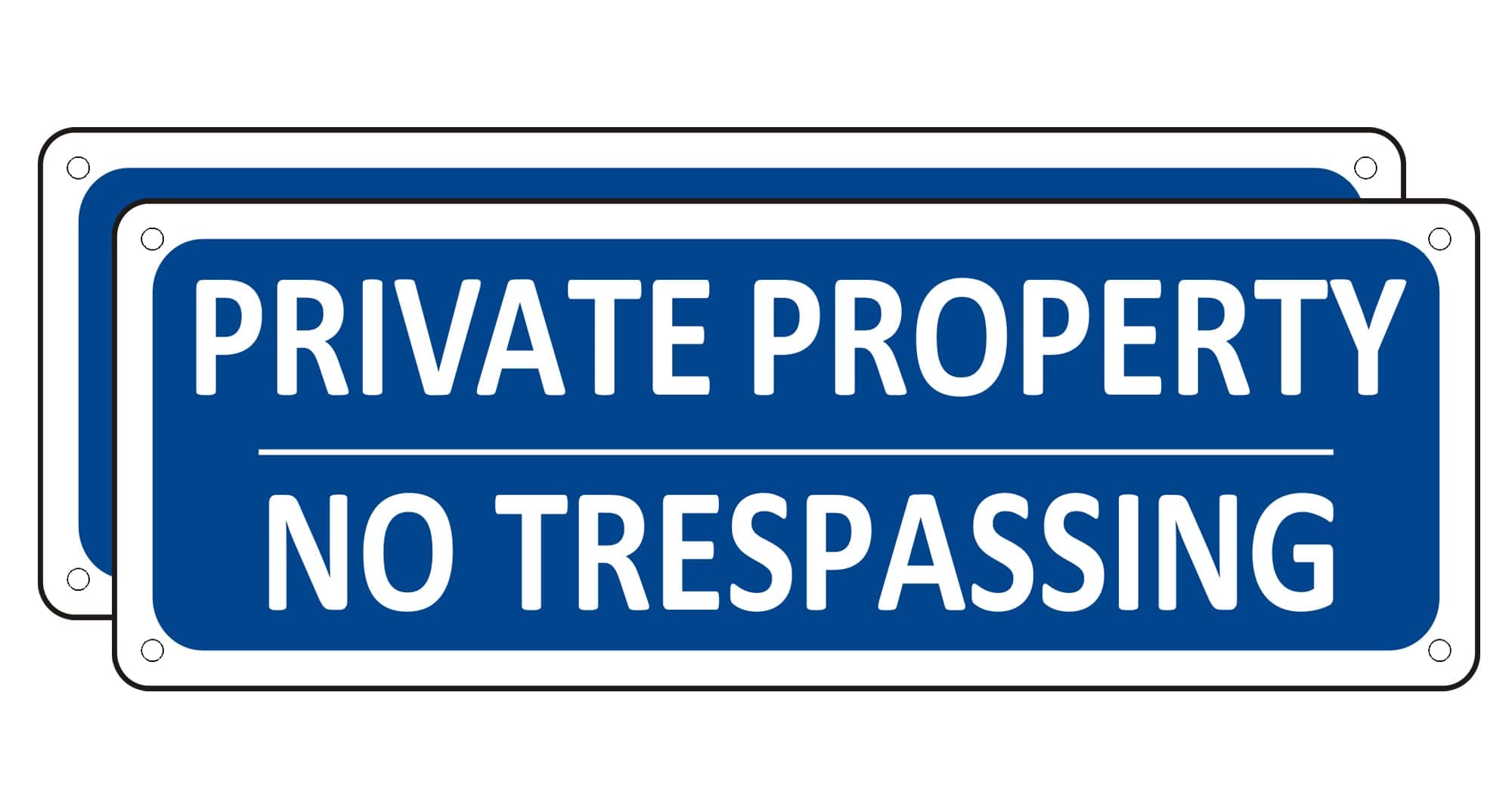 (2 Pack) Heavy-duty Metal No Trespassing Signs Private Property, 10" x 3.5" Aluminum Warning Signs for Property, Fence, Yard, Outdoor, Rust Free, No Fade, Weather-resistant